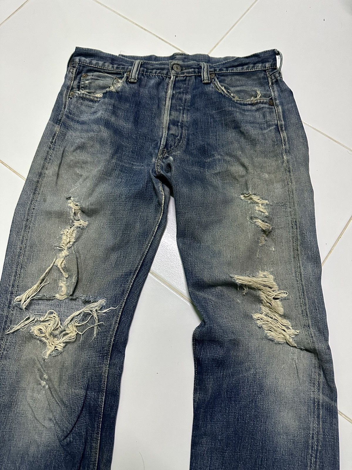Full Count & Co. Vintage 90s Full count distressed rusty wash denim jeans Size US 30 / EU 46 - 6 Thumbnail