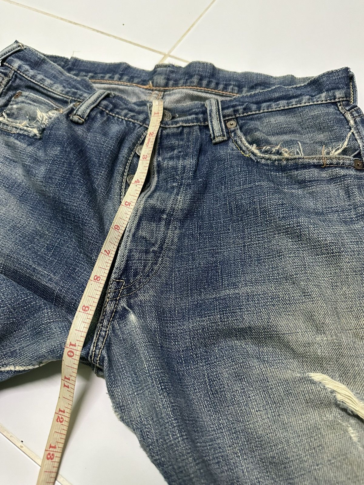 Full Count & Co. Vintage 90s Full count distressed rusty wash denim jeans Size US 30 / EU 46 - 14 Thumbnail