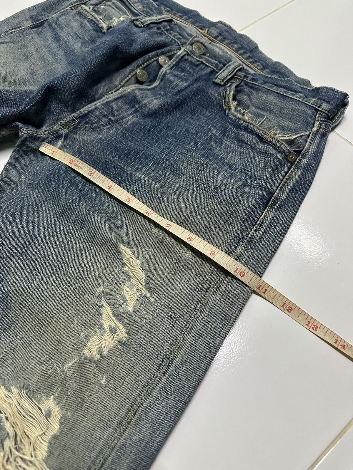 Full Count & Co. Vintage 90s Full count distressed rusty wash denim jeans Size US 30 / EU 46 - 13 Thumbnail