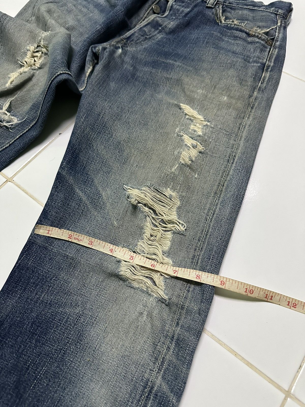 Full Count & Co. Vintage 90s Full count distressed rusty wash denim jeans Size US 30 / EU 46 - 12 Thumbnail