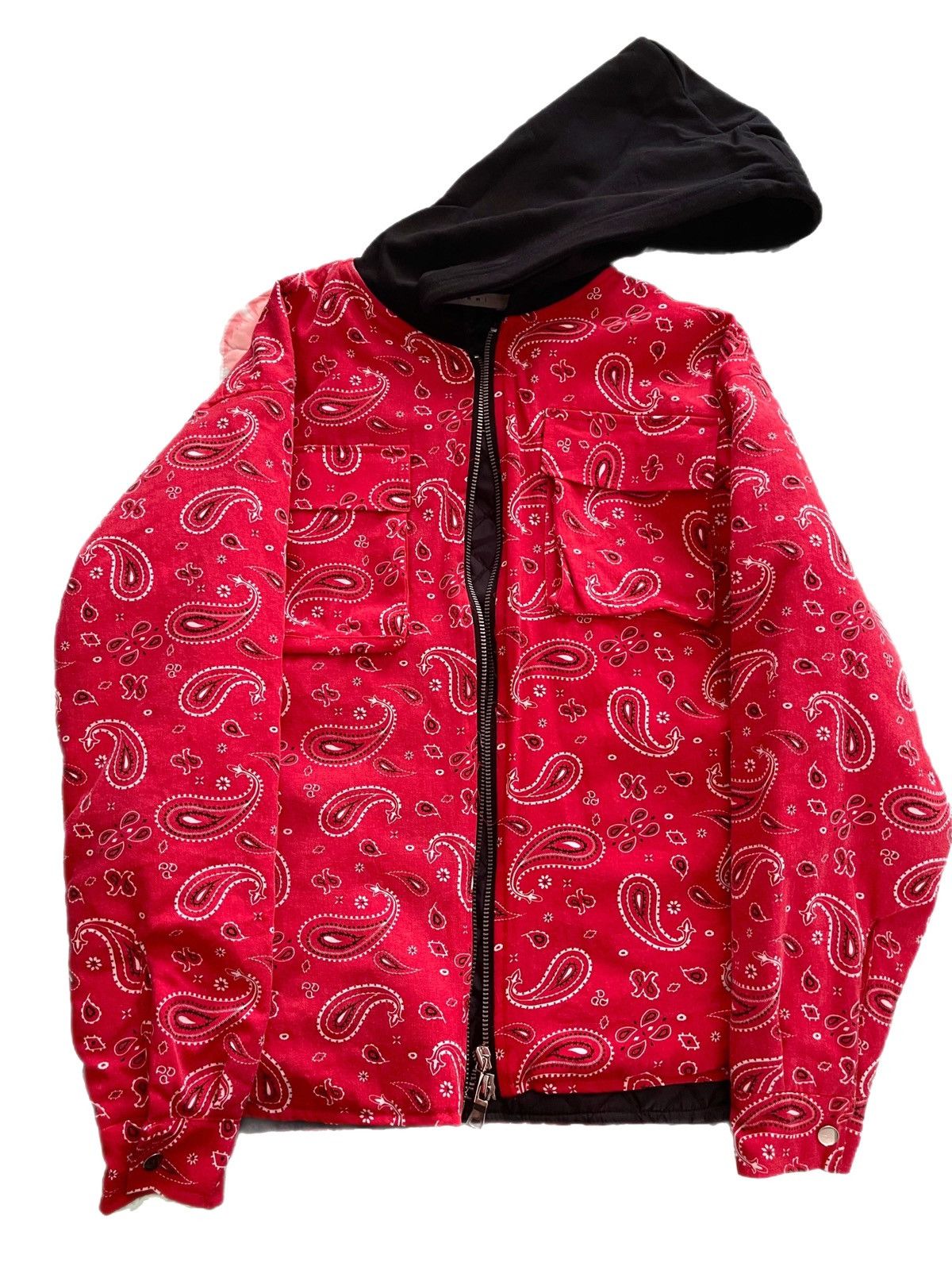 MNML Red Bandana Hooded Zip Up Jacket
