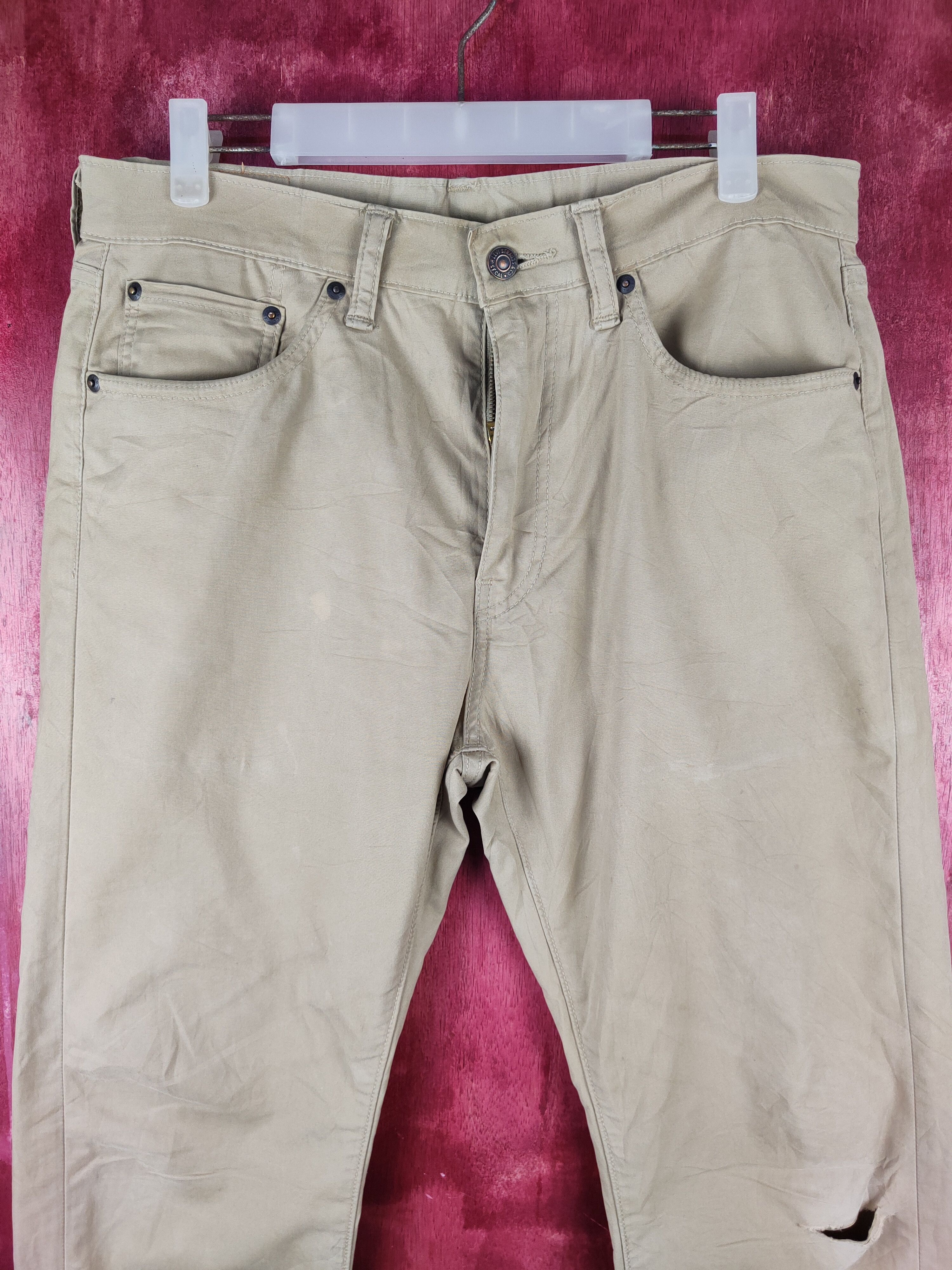Japanese Brand Levis Beige Multipocket Ripped Casual Pants #S762 Size US 34 / EU 50 - 2 Thumbnail