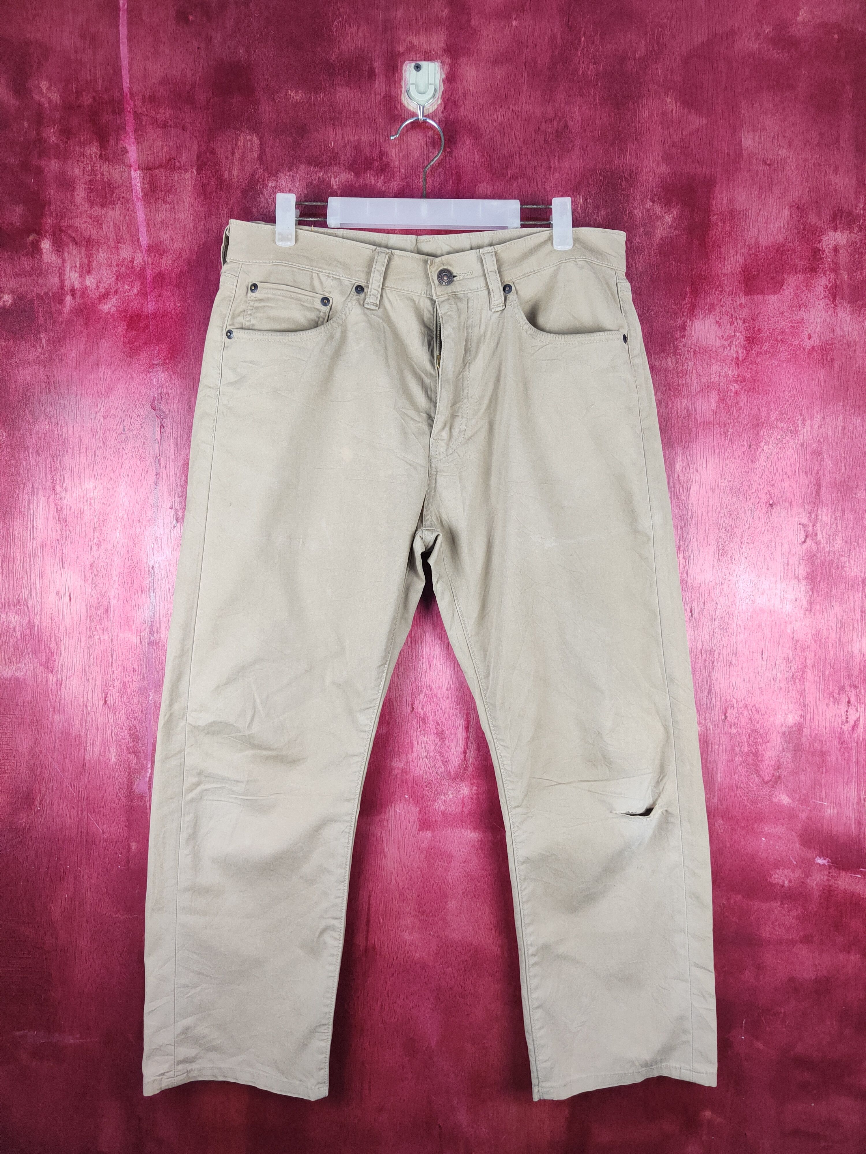 Japanese Brand Levis Beige Multipocket Ripped Casual Pants #S762 Size US 34 / EU 50 - 1 Thumbnail