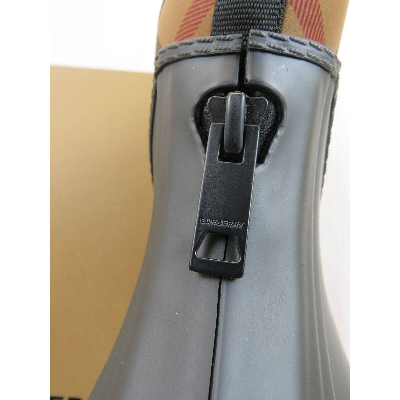 Burberry FLINTON BLACK RUBBER BEIGE CHECK SOCK ANKLE RAIN BOOTS 13 46 Size US 13 / EU 46 - 8 Thumbnail