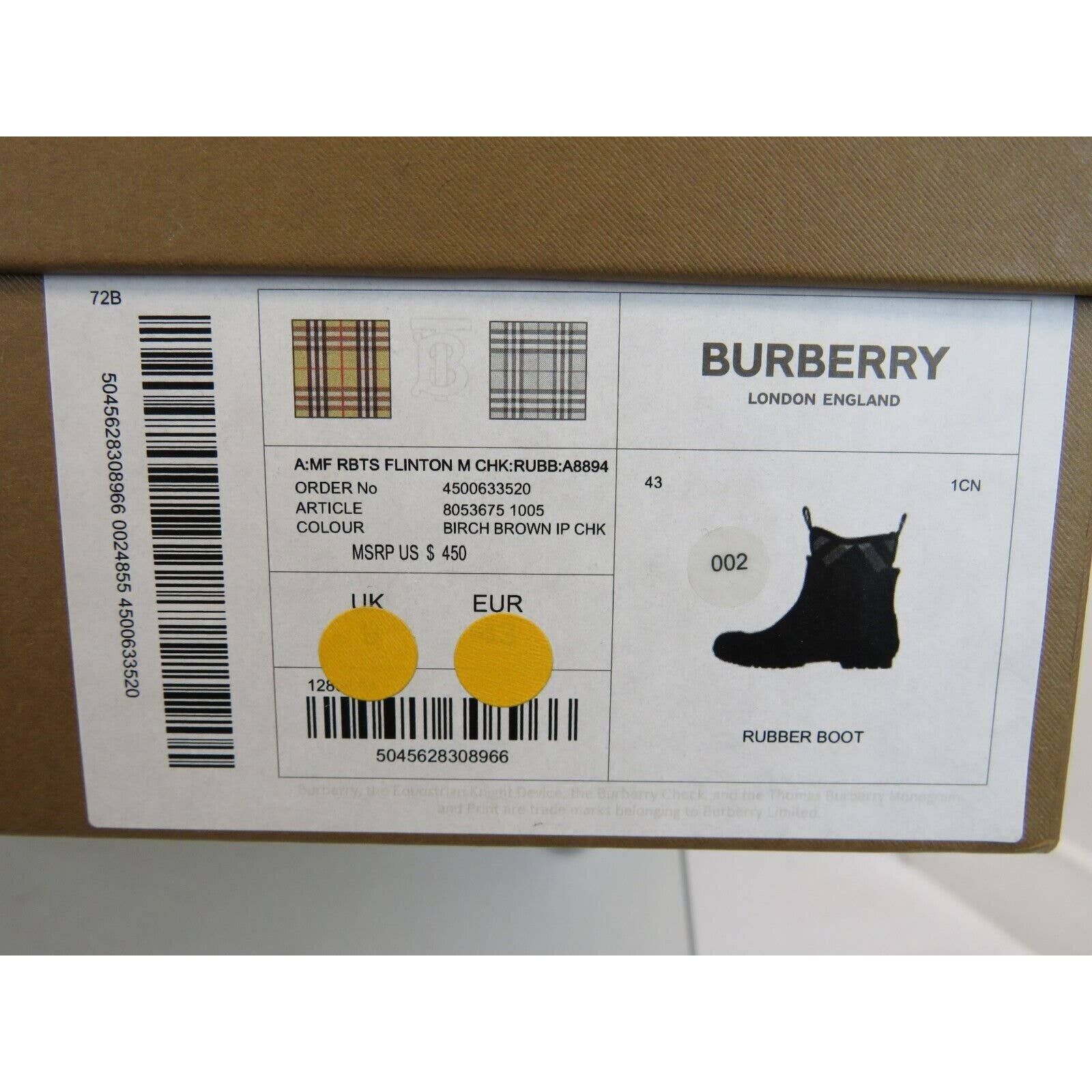 Burberry FLINTON BLACK RUBBER BEIGE CHECK SOCK ANKLE RAIN BOOTS 13 46 Size US 13 / EU 46 - 12 Thumbnail