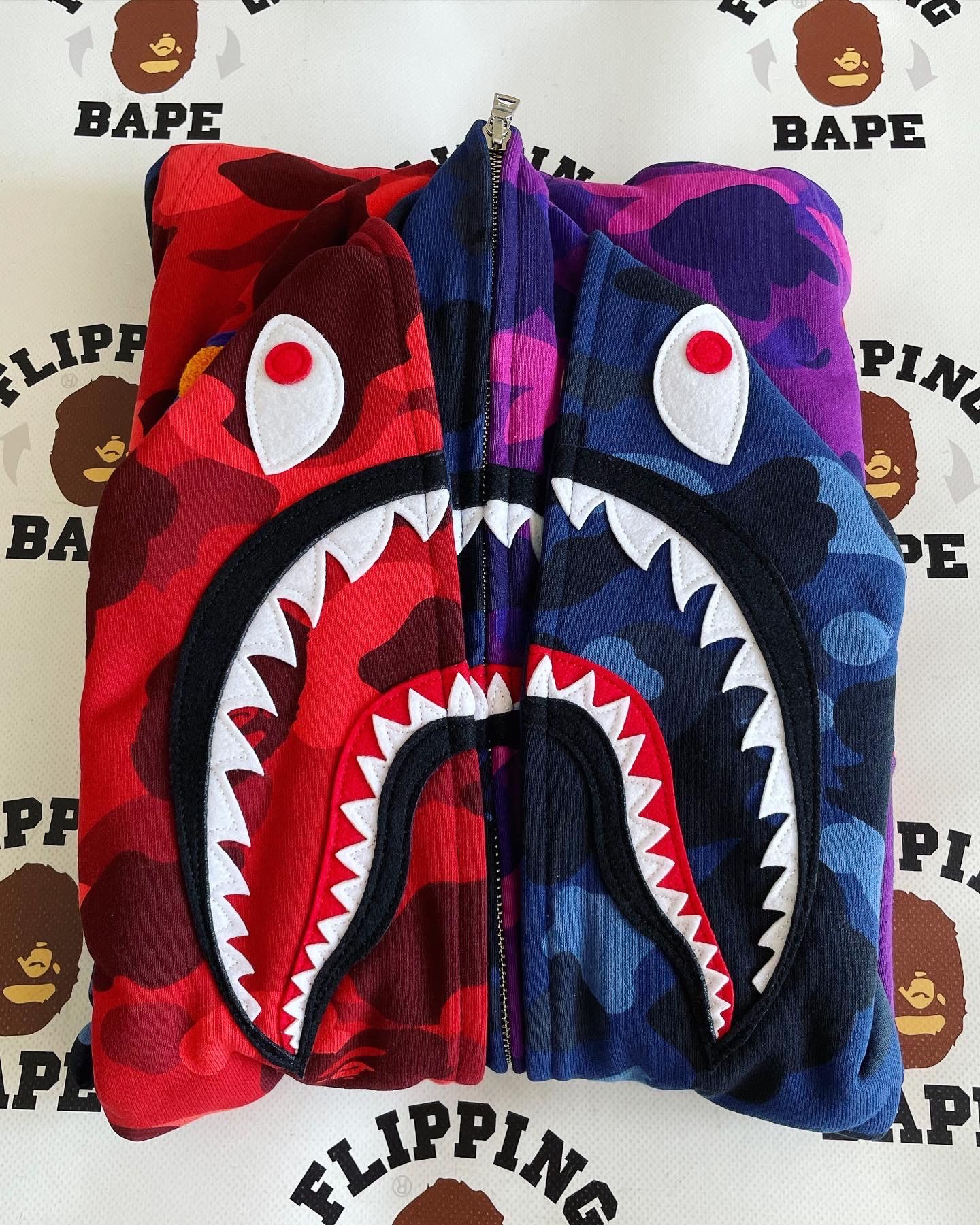 Bape BAPE CRAZY SHARK WIDE FIT FULL ZIP DOUBLE HOODIE Size US XL / EU 56 / 4 - 3 Thumbnail