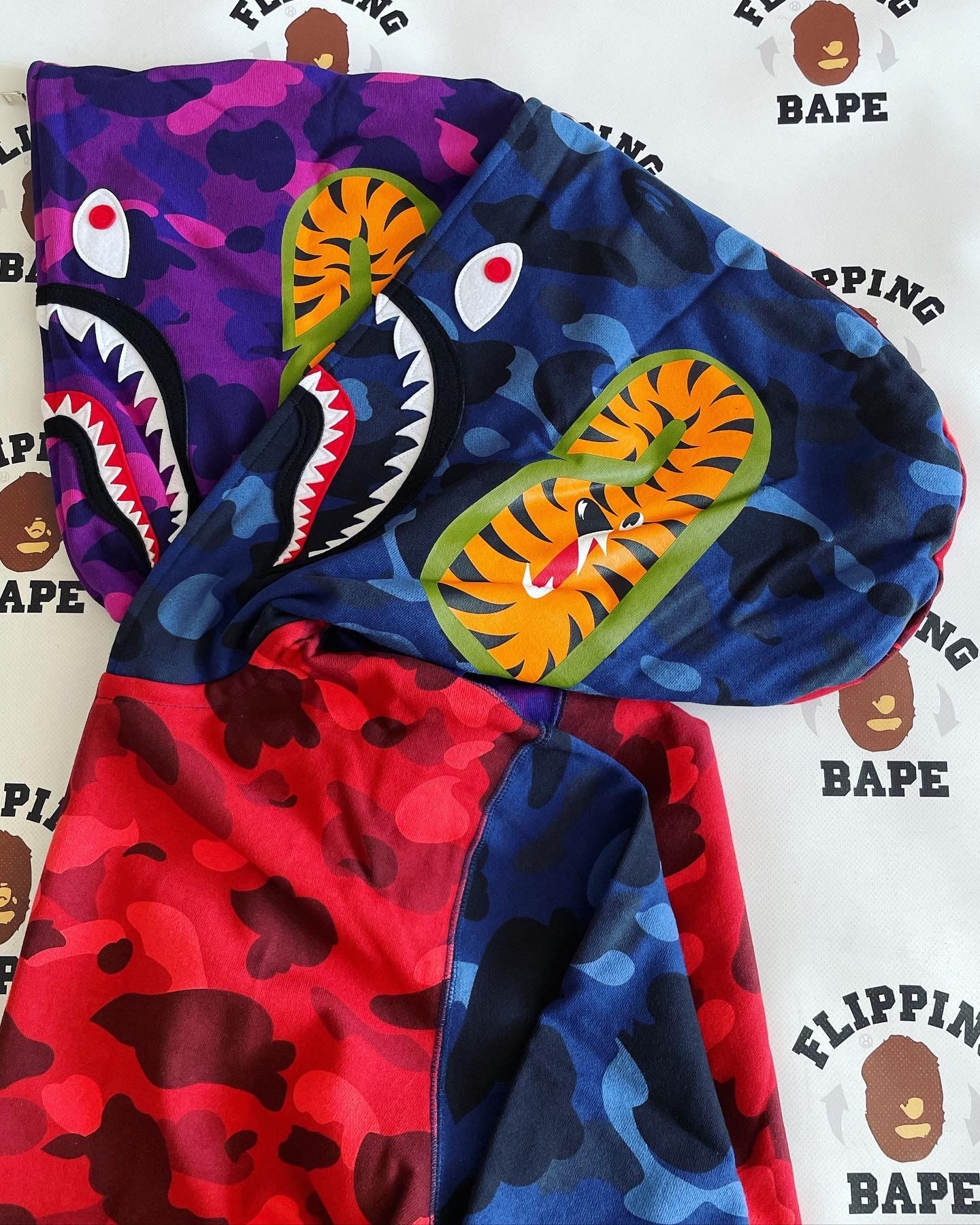 Bape BAPE CRAZY SHARK WIDE FIT FULL ZIP DOUBLE HOODIE Size US XL / EU 56 / 4 - 5 Thumbnail