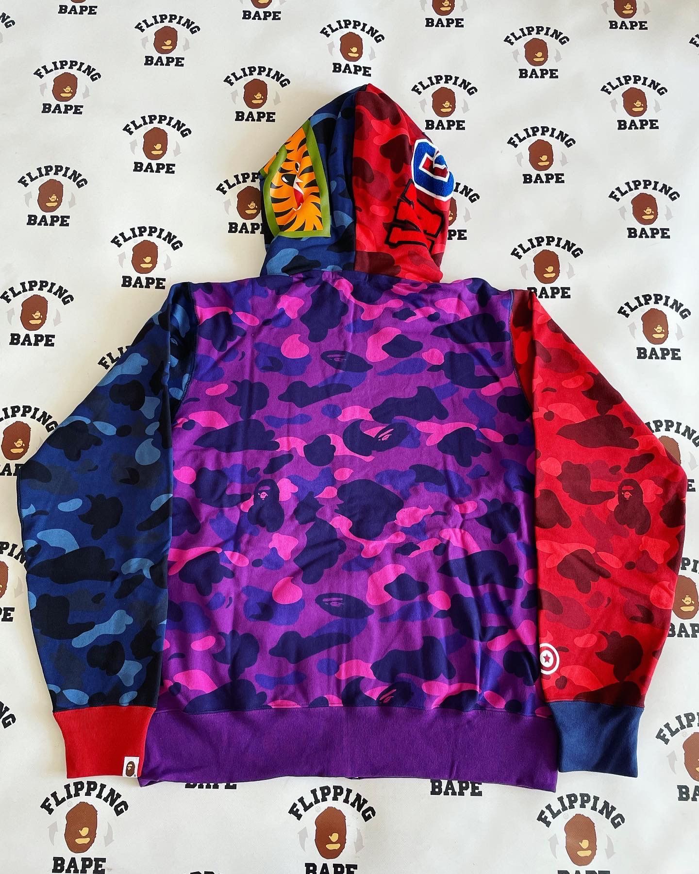 Bape BAPE CRAZY SHARK WIDE FIT FULL ZIP DOUBLE HOODIE | Grailed