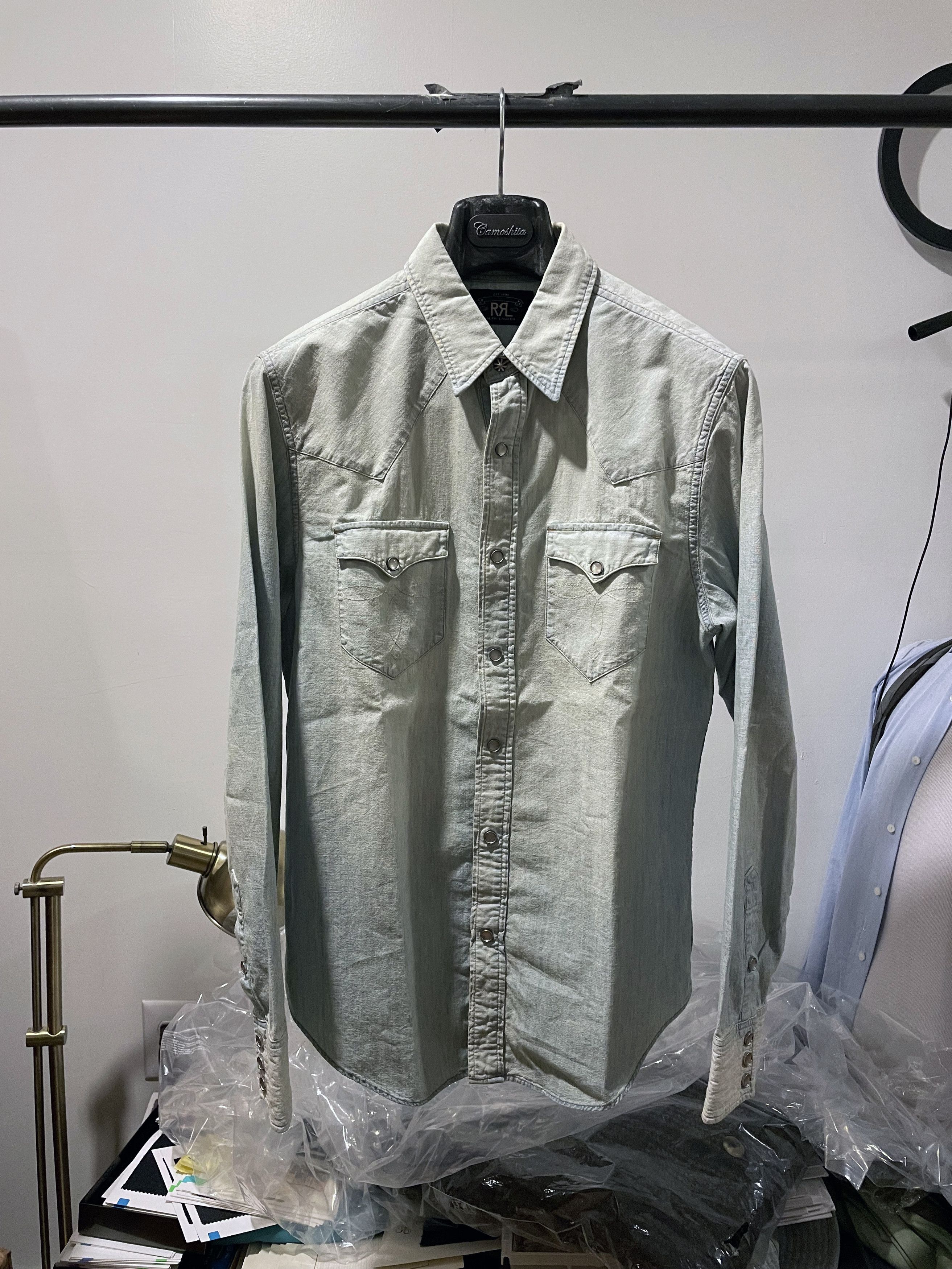 image of Polo Ralph Lauren x Ralph Lauren Sun-Faded Light Weight Denim Western Shirt, Men's (Size Medium)