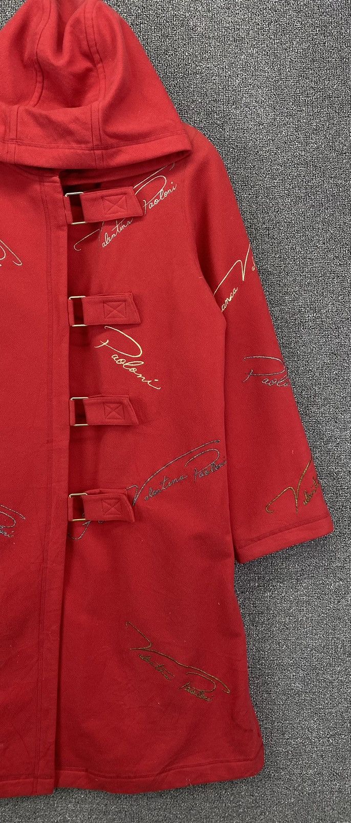 Paoloni Vintage Franca V Paoloni Red Hoodie Wool Coat Long Jacket Size ONE SIZE - 4 Thumbnail
