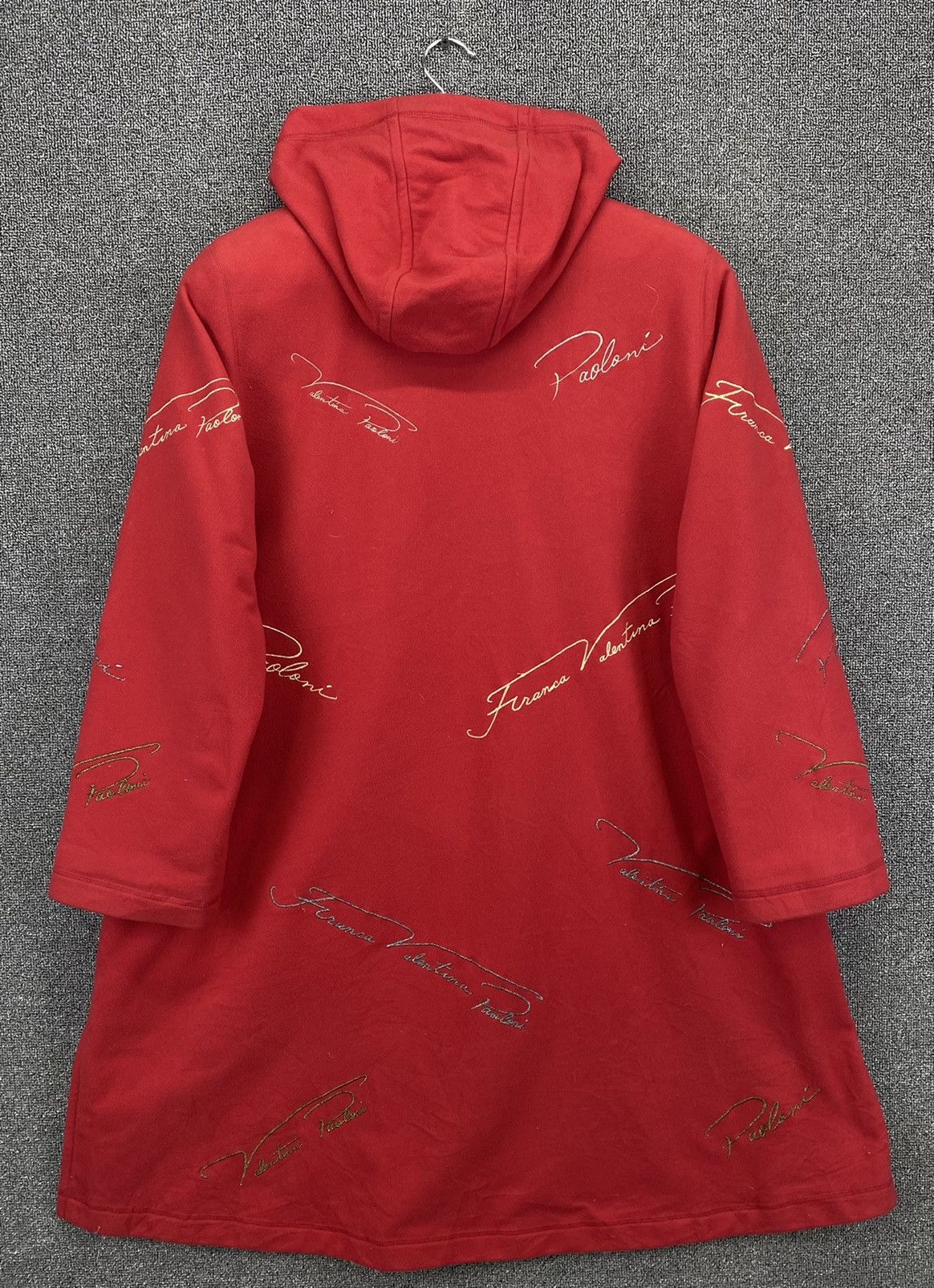 Paoloni Vintage Franca V Paoloni Red Hoodie Wool Coat Long Jacket Size ONE SIZE - 11 Thumbnail