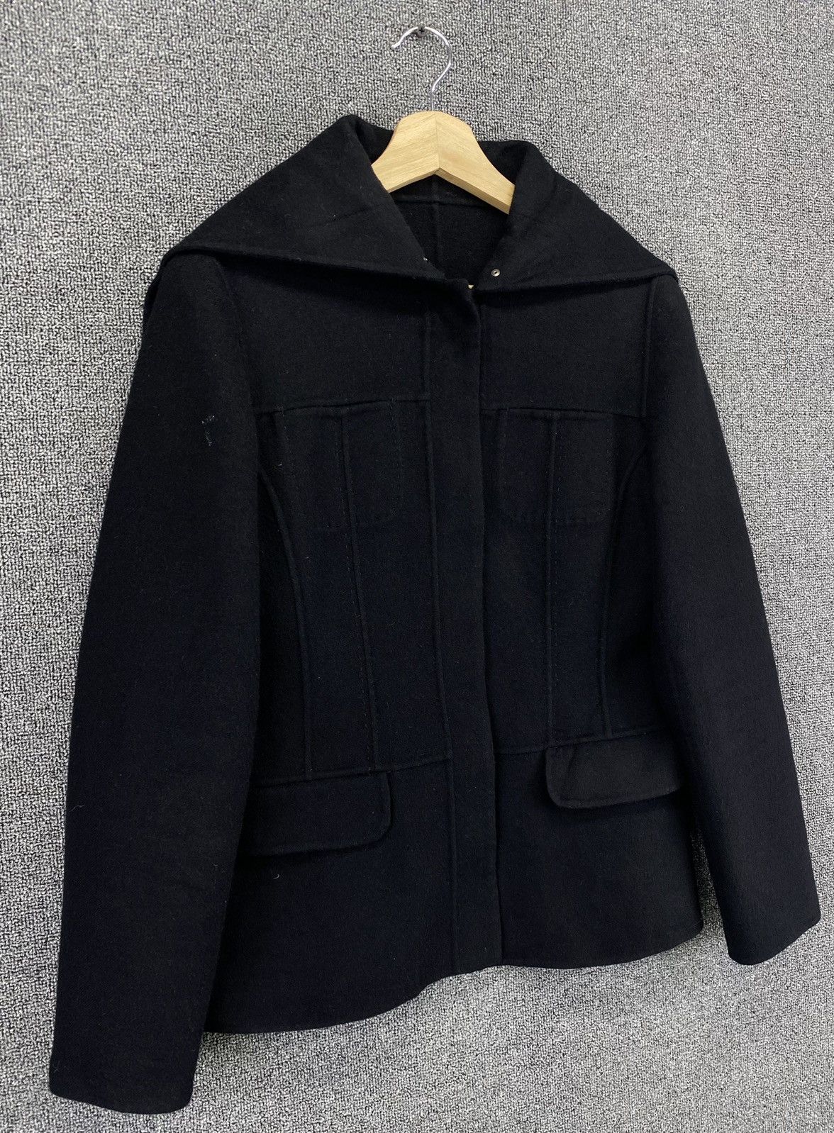 Trussardi Vintage Trussardi Black Hoodie Wool Jacket Size S / US 4 / IT 40 - 2 Thumbnail