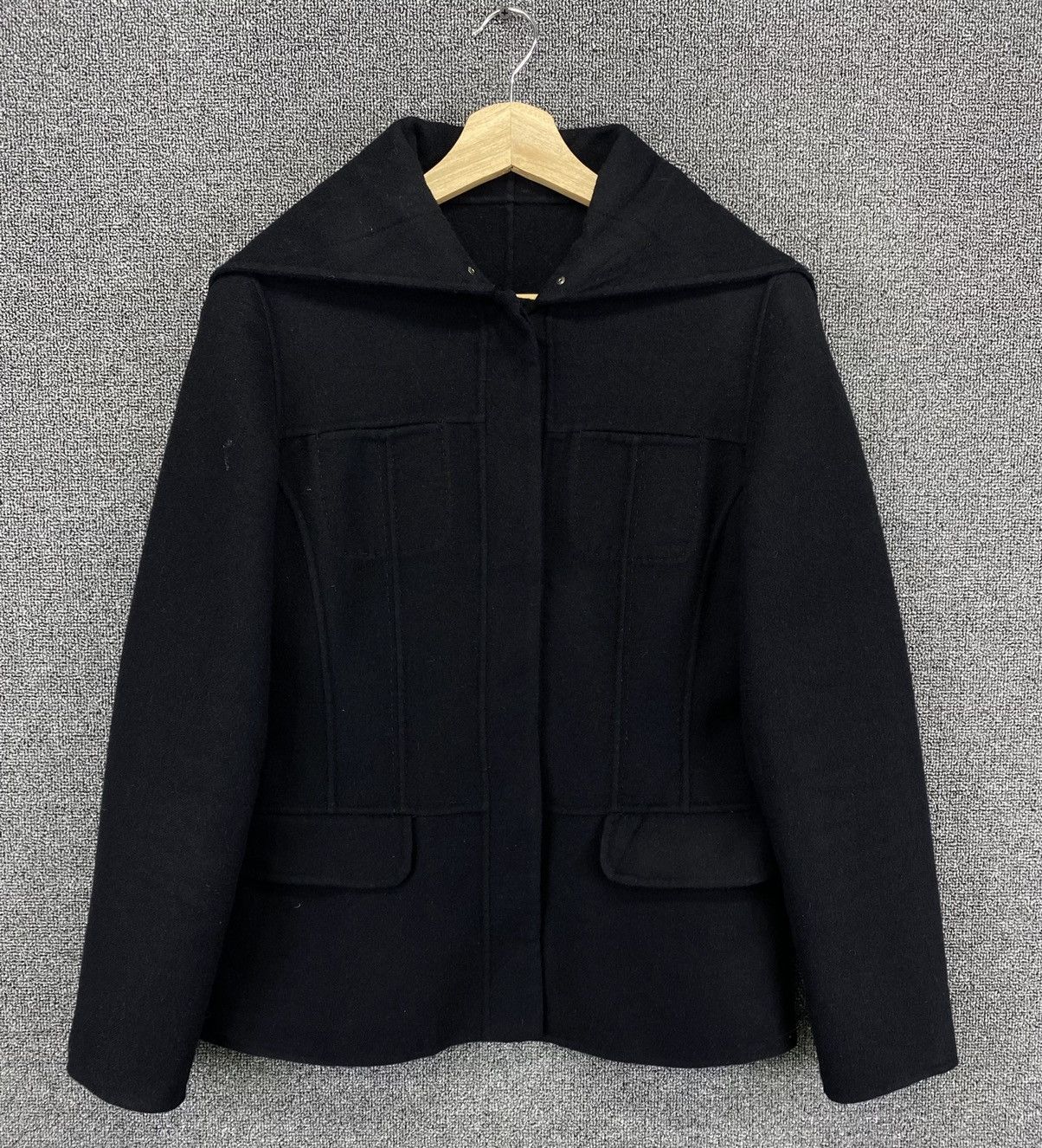 Trussardi Vintage Trussardi Black Hoodie Wool Jacket Size S / US 4 / IT 40 - 1 Thumbnail
