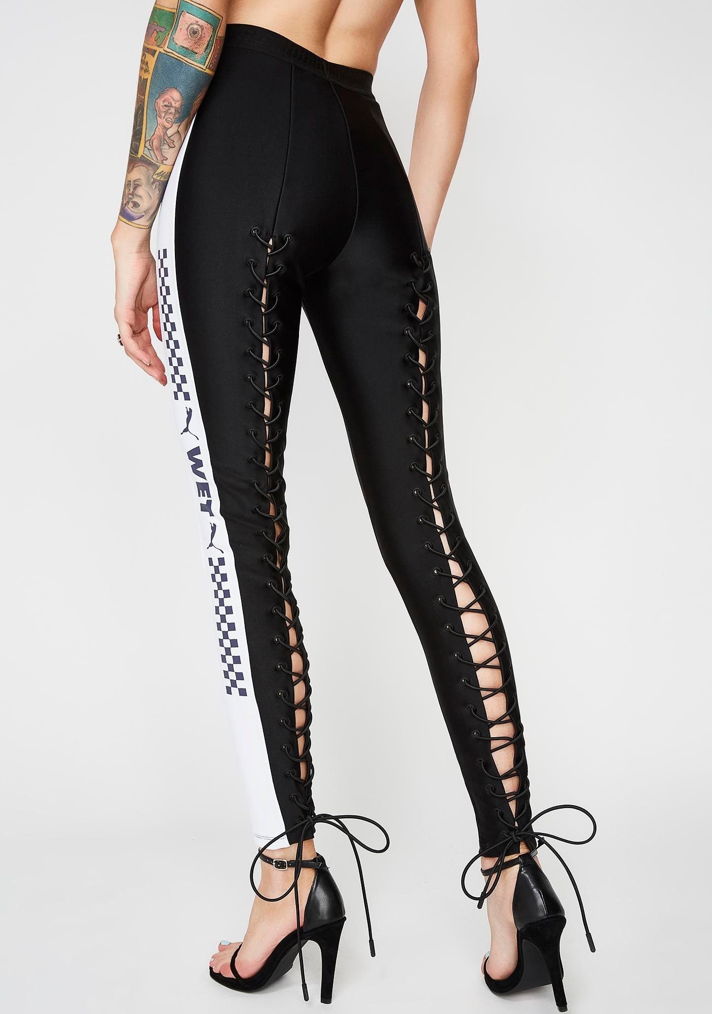 image of Fenty Puma By Rihanna Lacing Tights Leggings in Black, Women's (Size 28)
