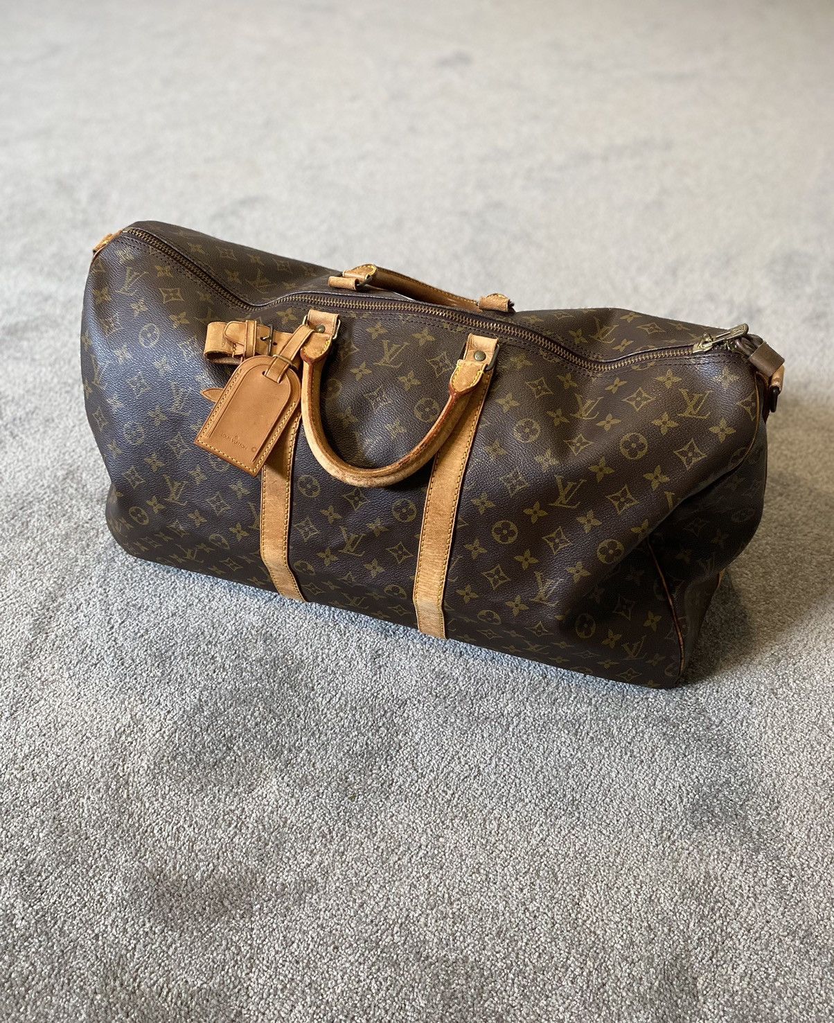 Louis Vuitton Keepall 55 Trunk Loeil Monogram Tavel Bag Duffle Auction
