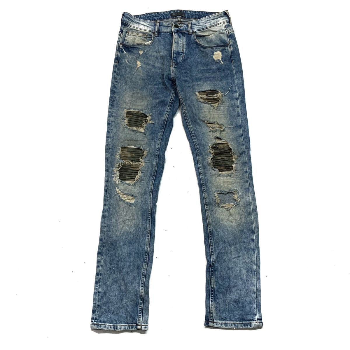 Zara Zara Man Skinny Damaged Ripped Denim Pant Size US 31 - 1 Thumbnail