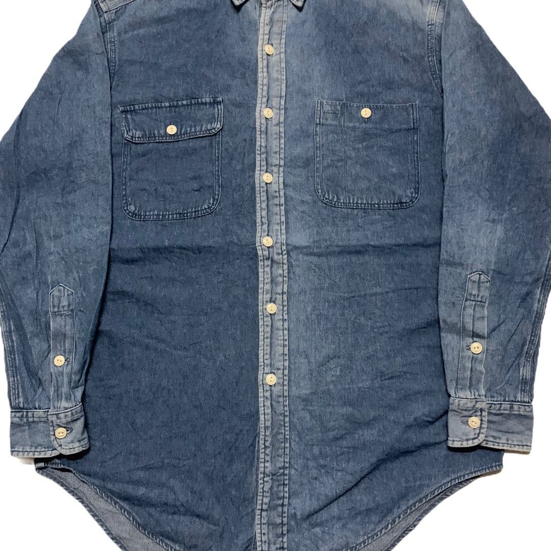 Ralph Lauren × Vintage Ralph Lauren Fish Tail Denim Button Ups Tee Size US M / EU 48-50 / 2 - 2 Thumbnail