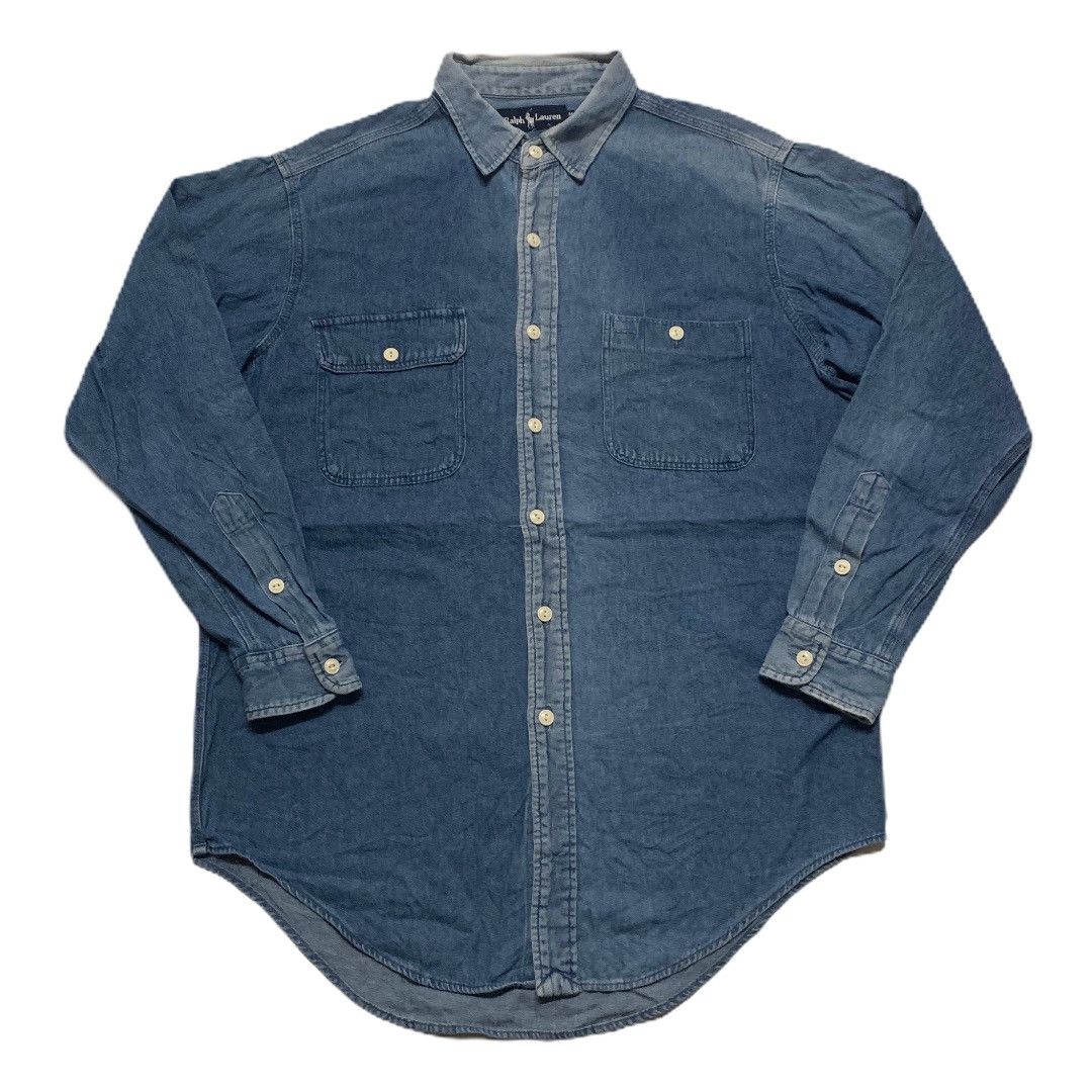 Ralph Lauren × Vintage Ralph Lauren Fish Tail Denim Button Ups Tee Size US M / EU 48-50 / 2 - 4 Thumbnail