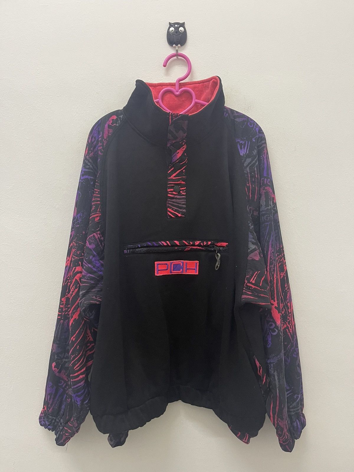 image of Avant Garde x Vintage Pch Pacific Coast Highway Half Button Neon, Men's (Size Large)