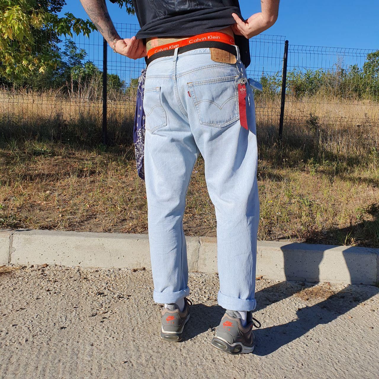image of 1996 Faded Levis 501 Amazing Color Denim Vintage Jeans in Vintage Washed Denim, Men's (Size 34)