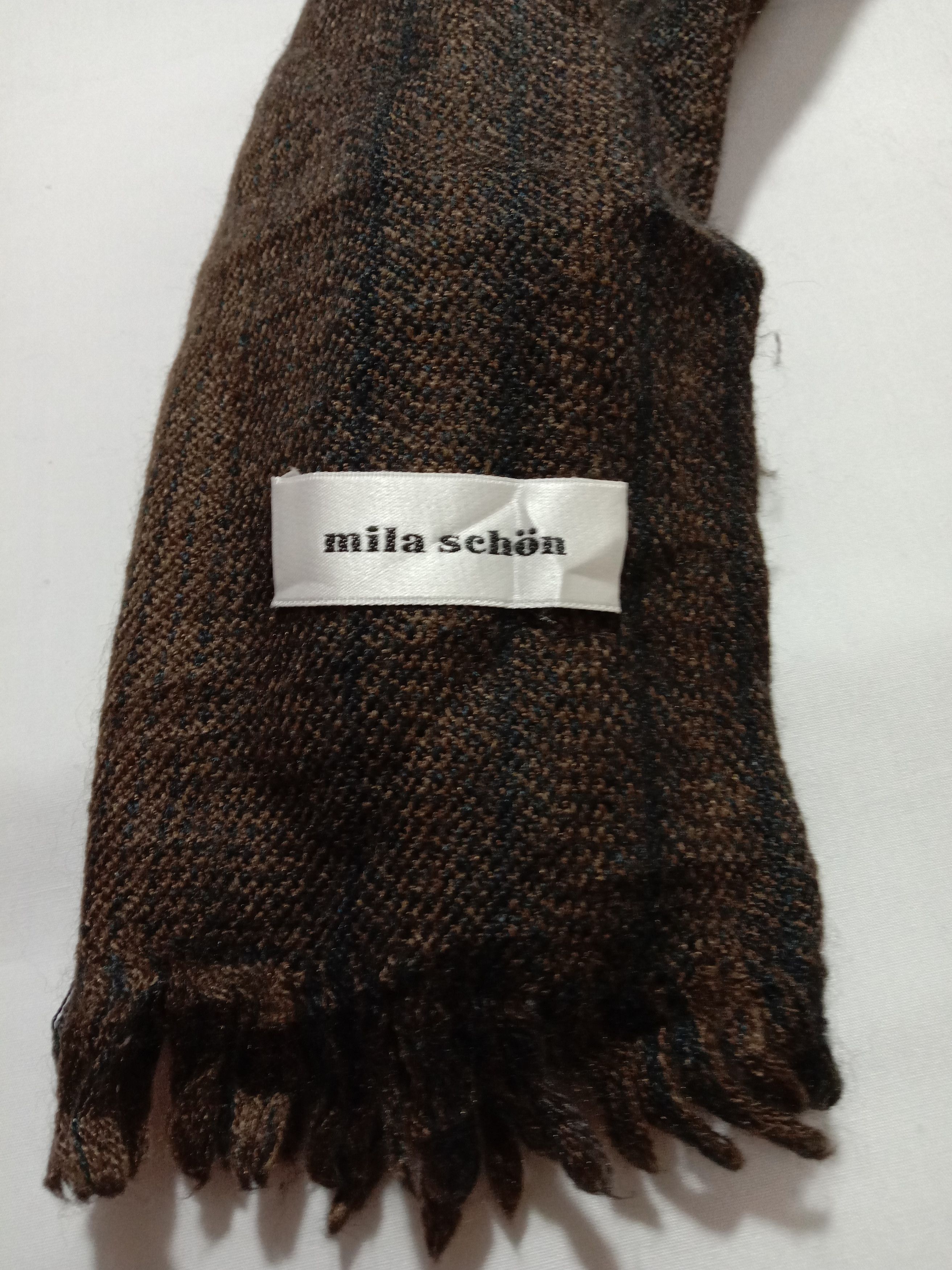 Designer Mila Schon Muffler/Scarf Brown Color Stripe Size ONE SIZE - 2 Thumbnail