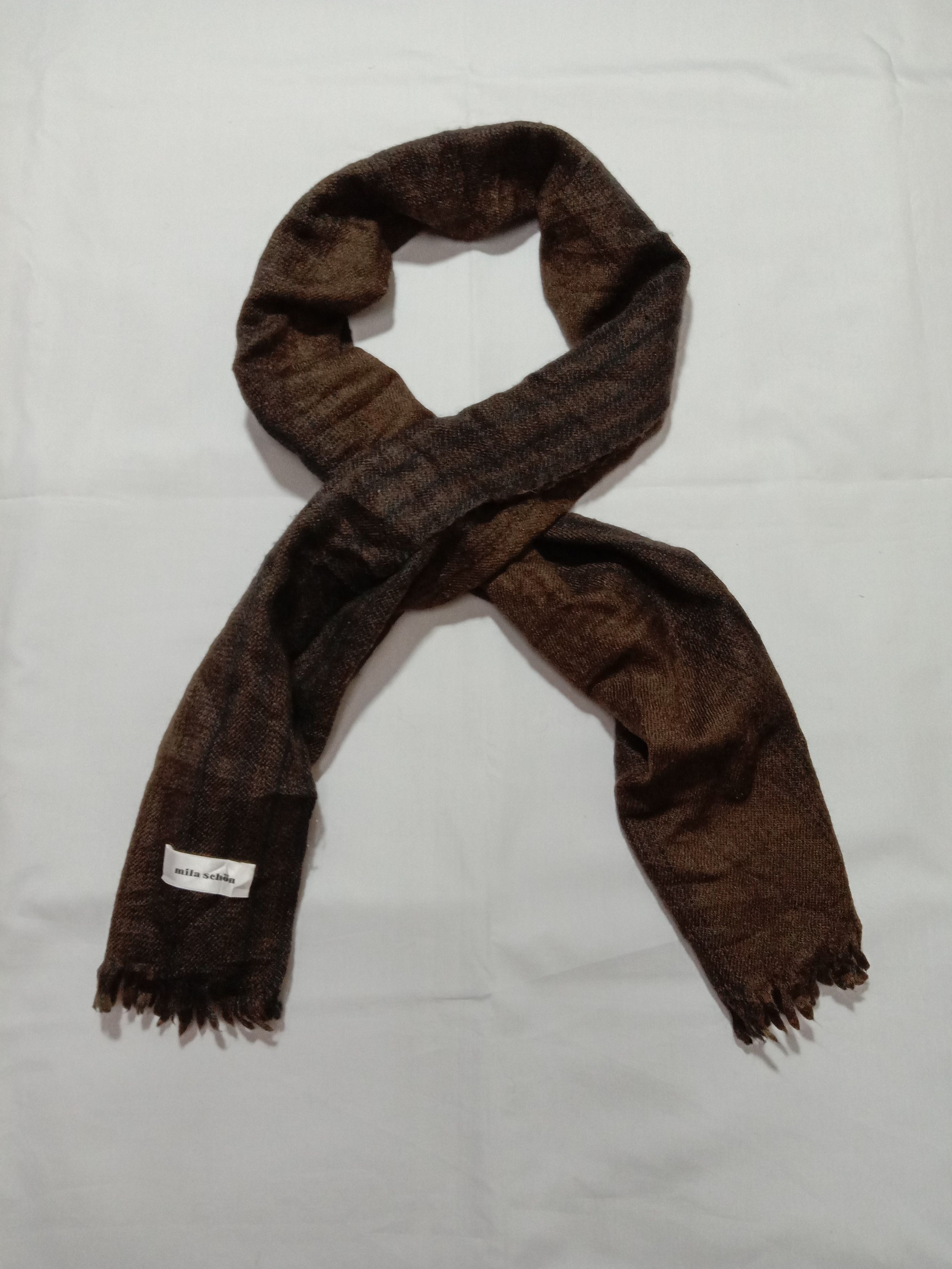 Designer Mila Schon Muffler/Scarf Brown Color Stripe Size ONE SIZE - 1 Thumbnail