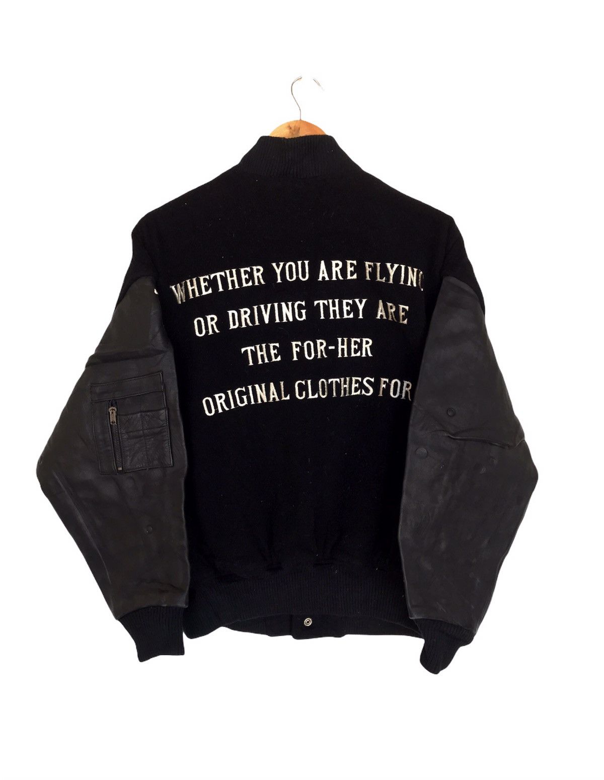 Japanese Brand Vintage Navy Military Varsity Leather Jacket Baggy For Her Size M / US 6-8 / IT 42-44 - 4 Thumbnail
