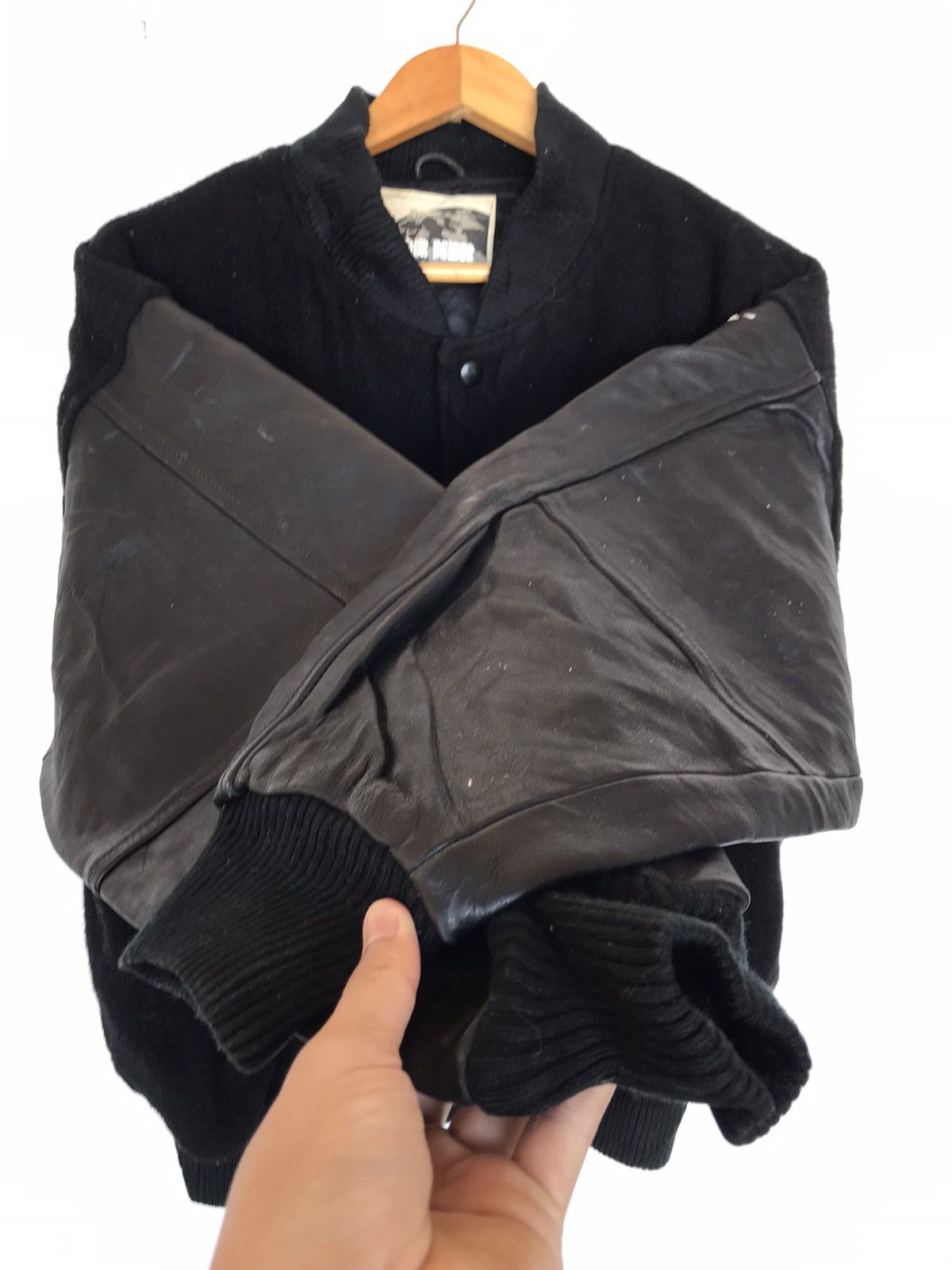 Japanese Brand Vintage Navy Military Varsity Leather Jacket Baggy For Her Size M / US 6-8 / IT 42-44 - 9 Thumbnail
