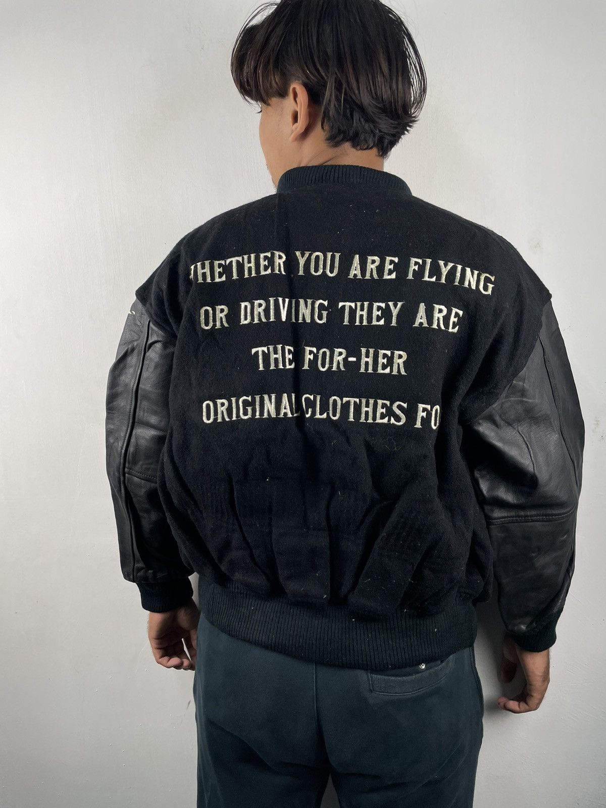 Japanese Brand Vintage Navy Military Varsity Leather Jacket Baggy For Her Size M / US 6-8 / IT 42-44 - 2 Thumbnail