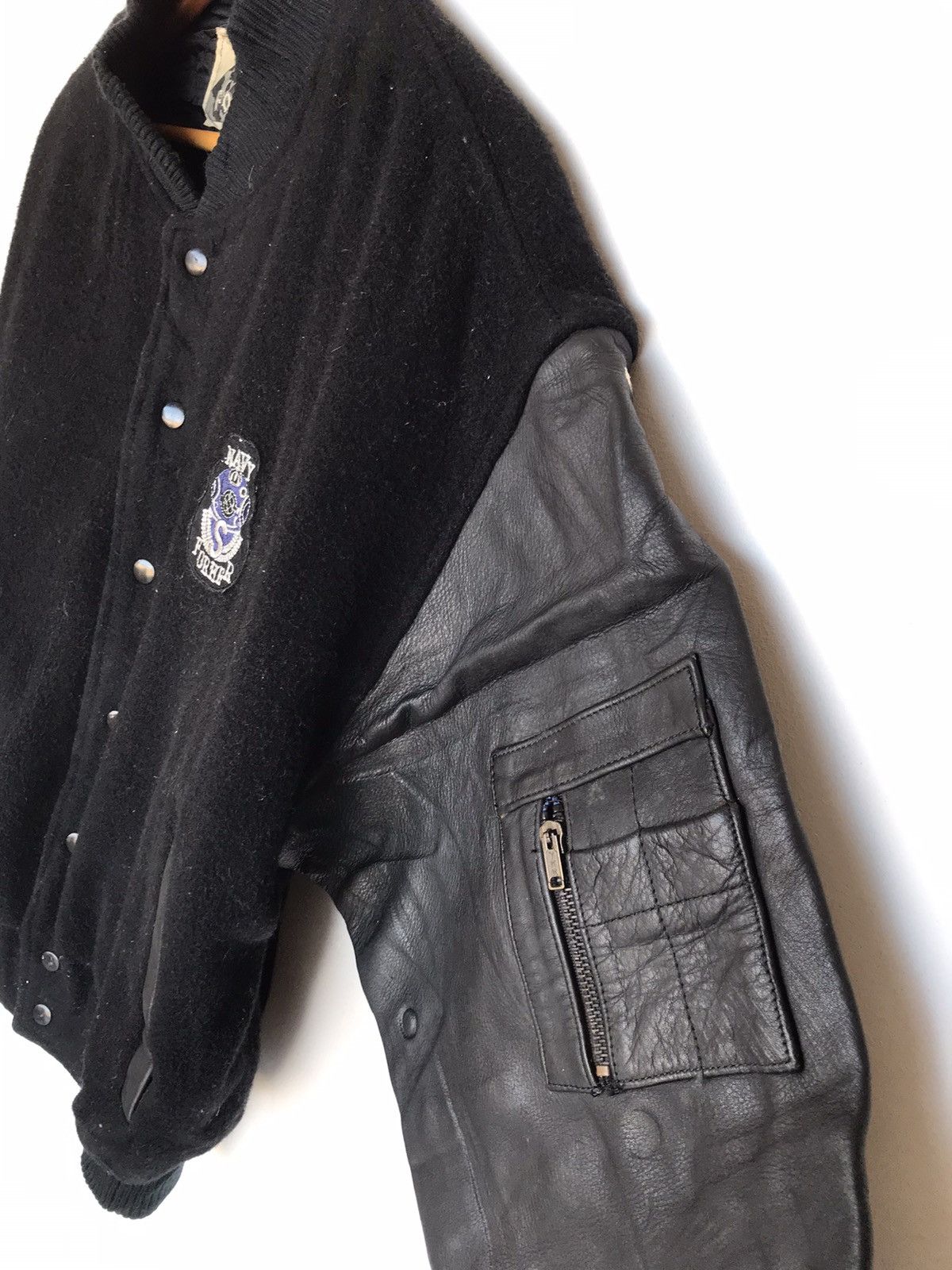 Japanese Brand Vintage Navy Military Varsity Leather Jacket Baggy For Her Size M / US 6-8 / IT 42-44 - 8 Thumbnail