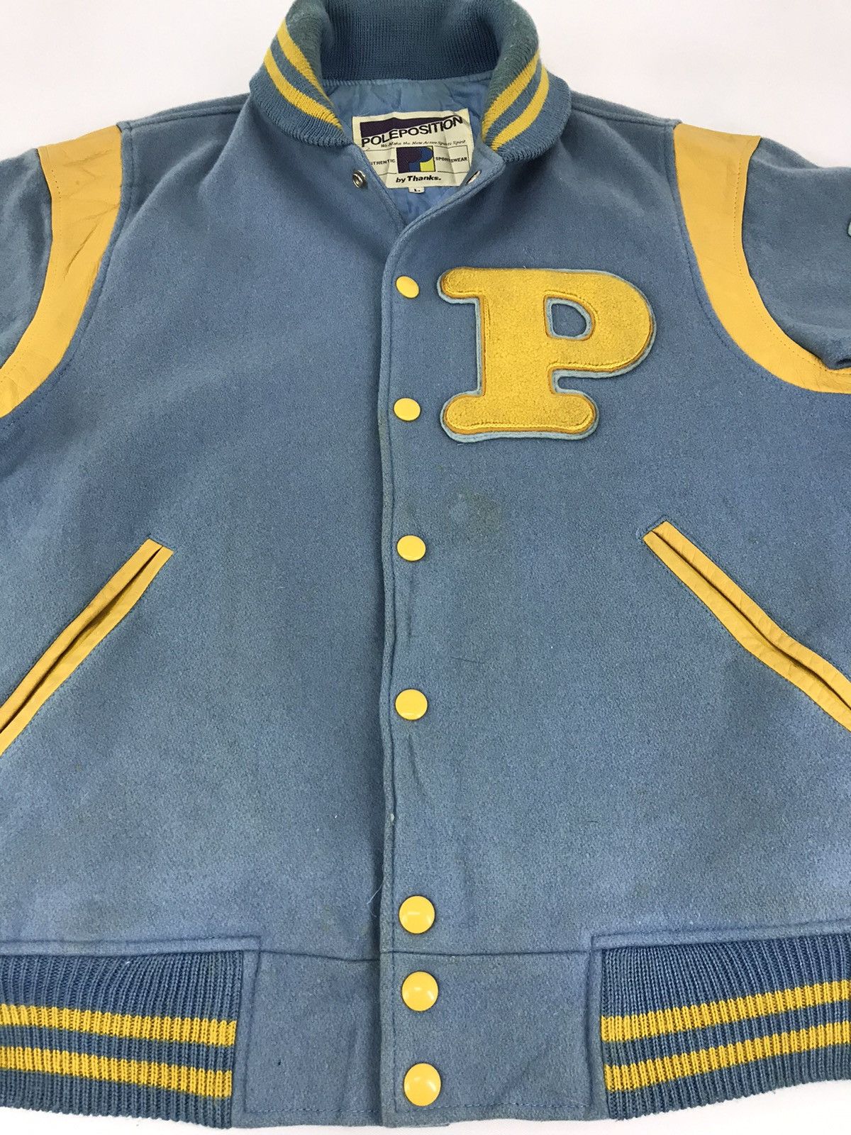 Vintage Vintage Poleposition Varsity Jacket Mix Wool Leather P 39 Size US M / EU 48-50 / 2 - 2 Thumbnail