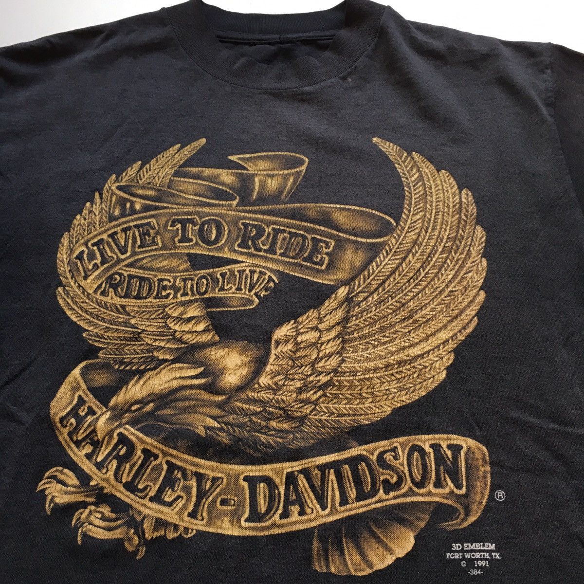 Harley Davidson × Vintage Vintage 90s 1991 3d Emblem Harley Davidson Graphic T Shirt Size US L / EU 52-54 / 3 - 2 Thumbnail