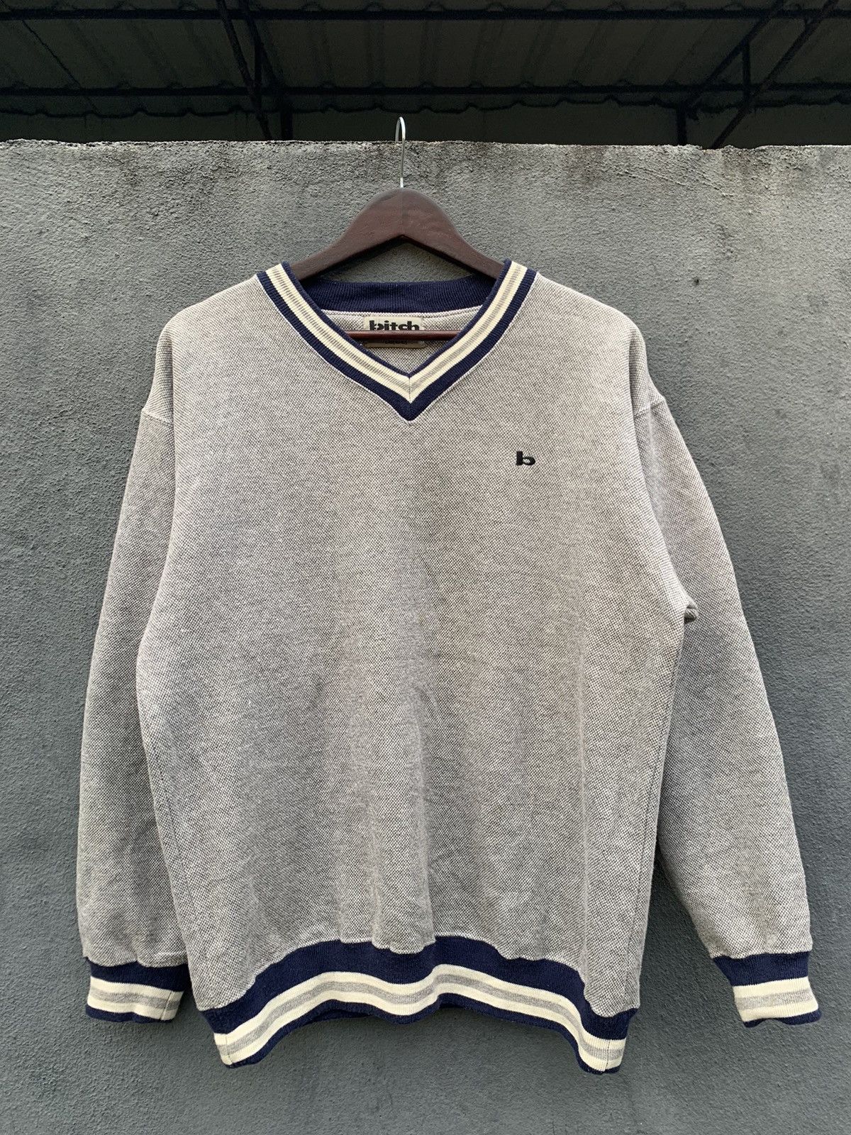 Vintage 👹Vintage BITCH SKATEBOARDS V Neck Baggy Sweater Size US L / EU 52-54 / 3 - 3 Thumbnail
