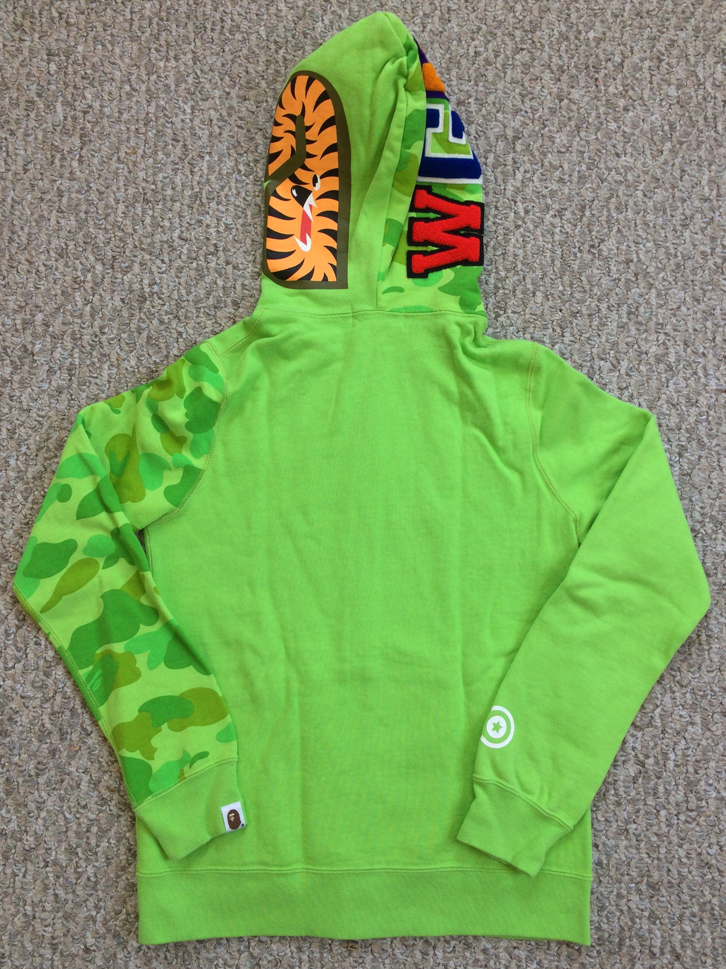 Bape Bathing Ape Green Camo Shark Hoodie Size XS / US 0-2 / IT 36-38 - 8 Thumbnail