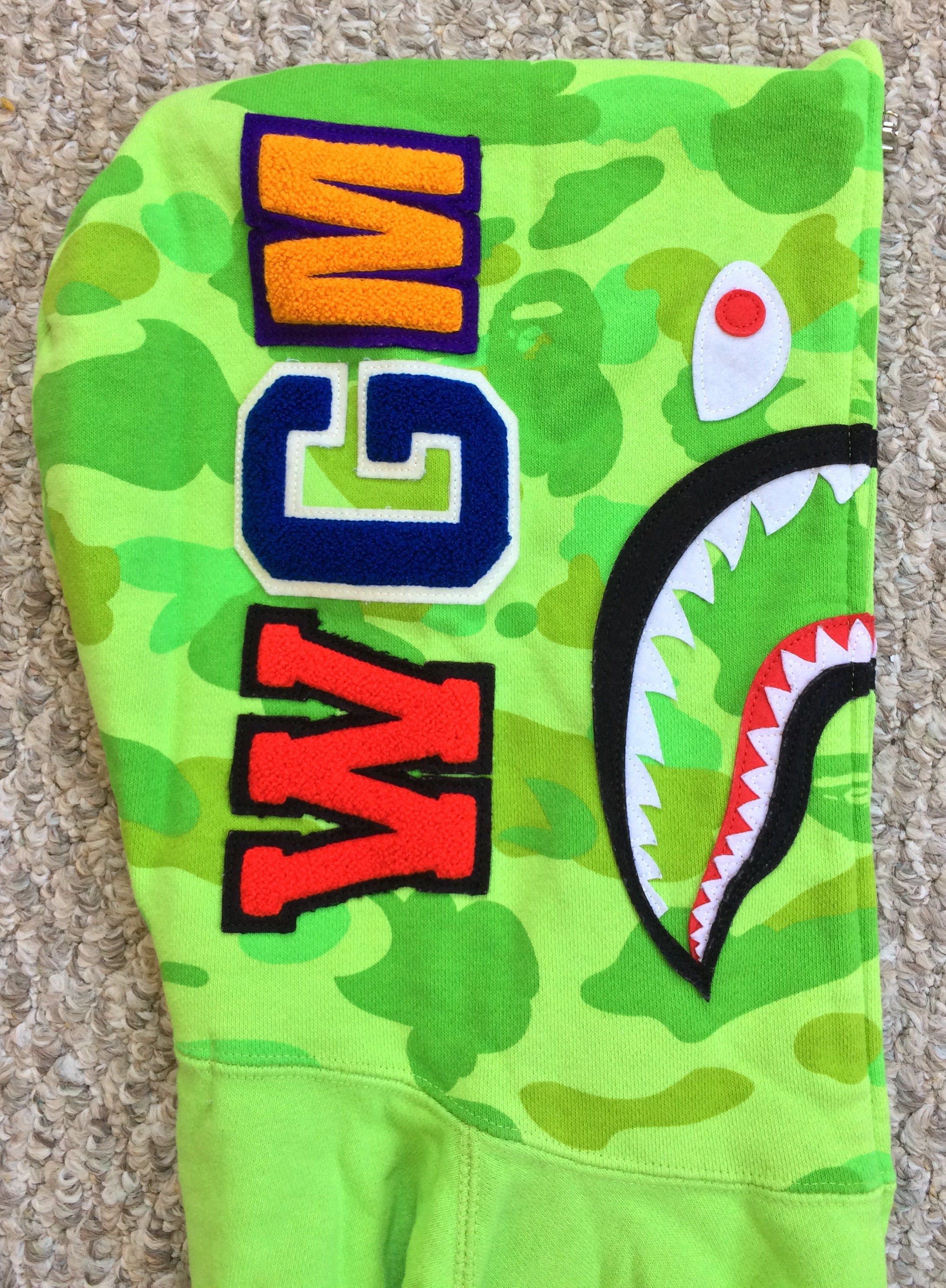 Bape Bathing Ape Green Camo Shark Hoodie Size XS / US 0-2 / IT 36-38 - 4 Thumbnail
