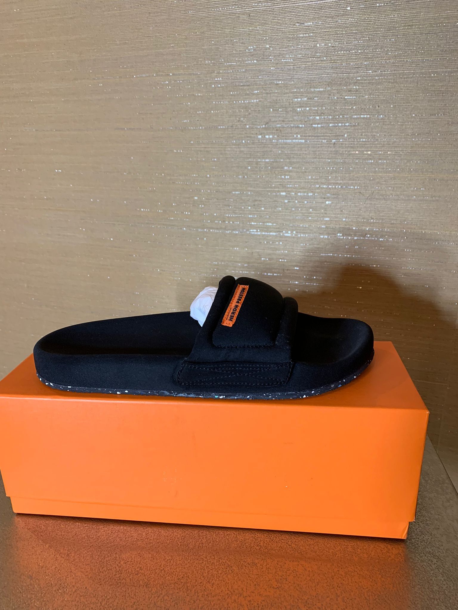 image of Heron Preston Fabric Slider In Black, Men's (Size 11)