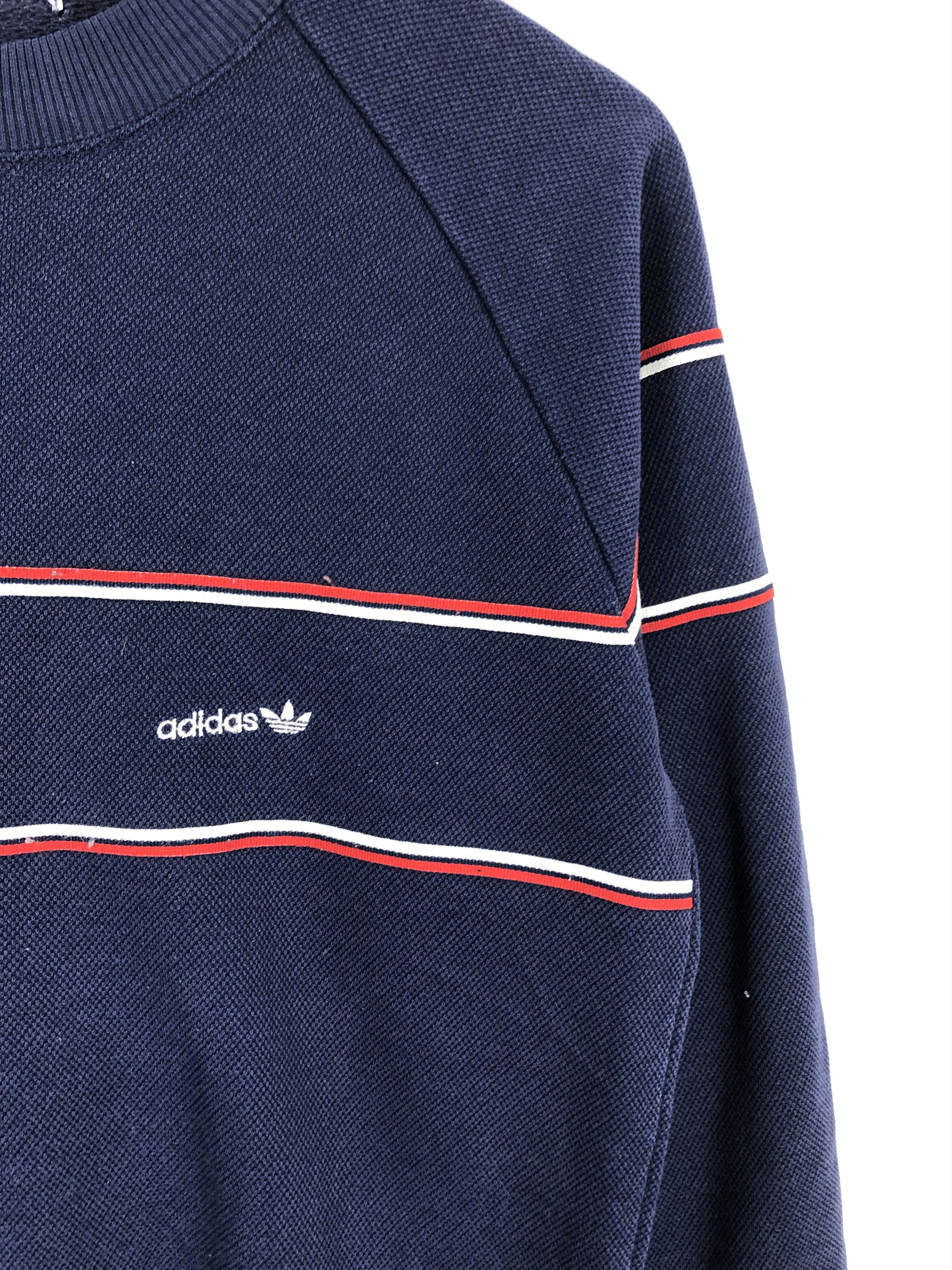 Adidas × Vintage Vintage 90s Adidas Small Logo Sweatshirt PullOver Blue Red Size US M / EU 48-50 / 2 - 4 Thumbnail
