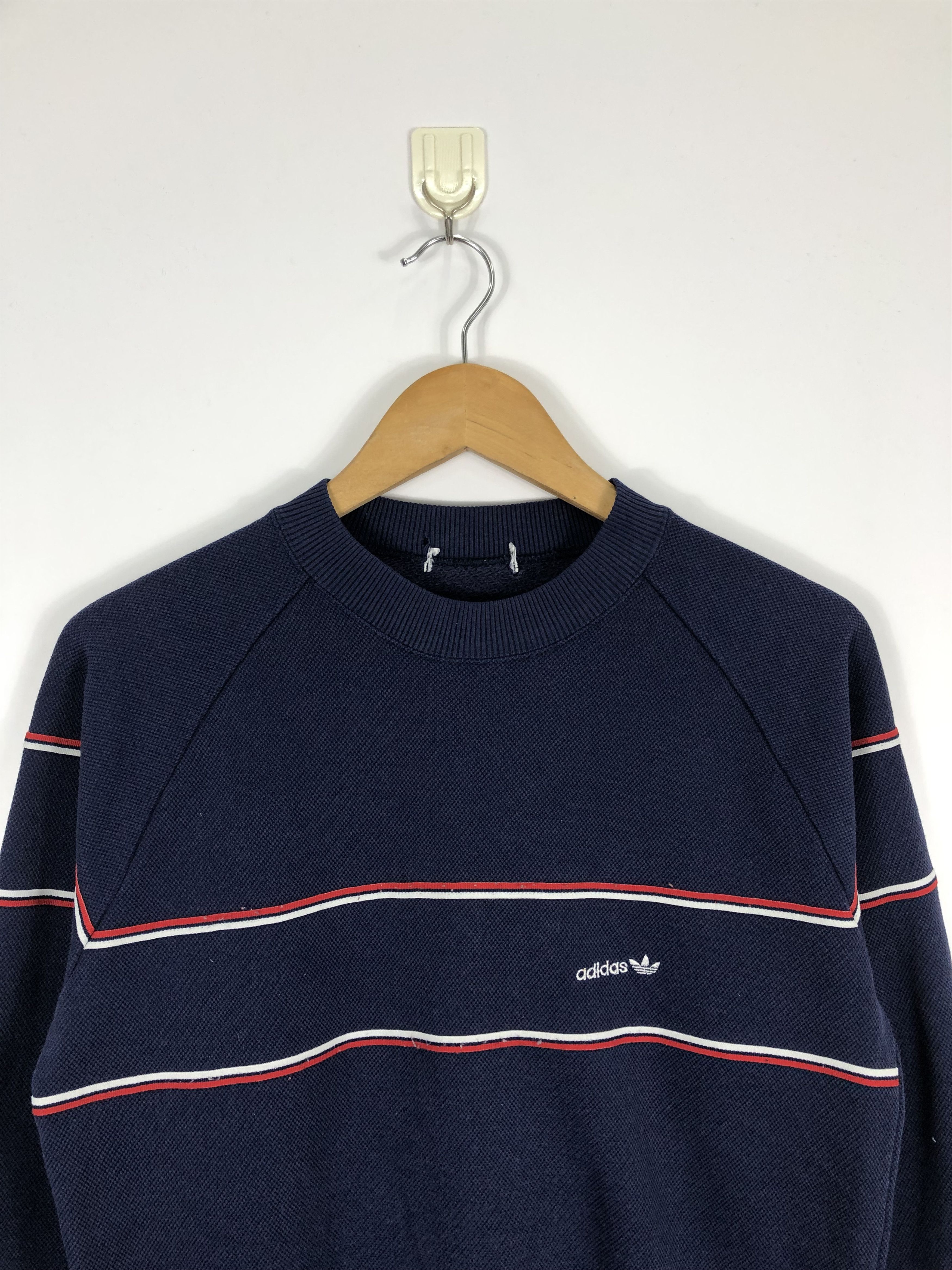 Adidas × Vintage Vintage 90s Adidas Small Logo Sweatshirt PullOver Blue Red Size US M / EU 48-50 / 2 - 2 Thumbnail