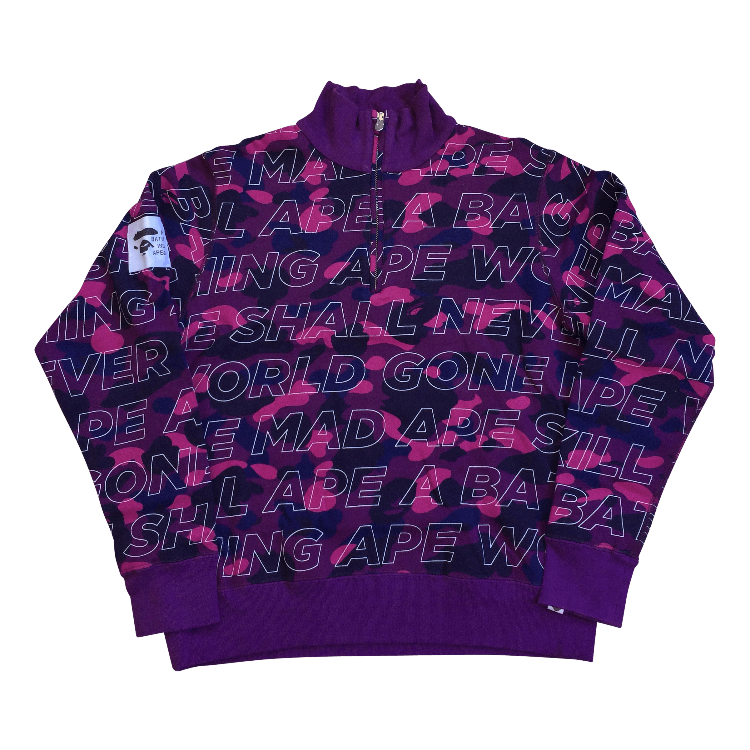 Pre-owned Bape Purple Camo Spellout Quarter Zip