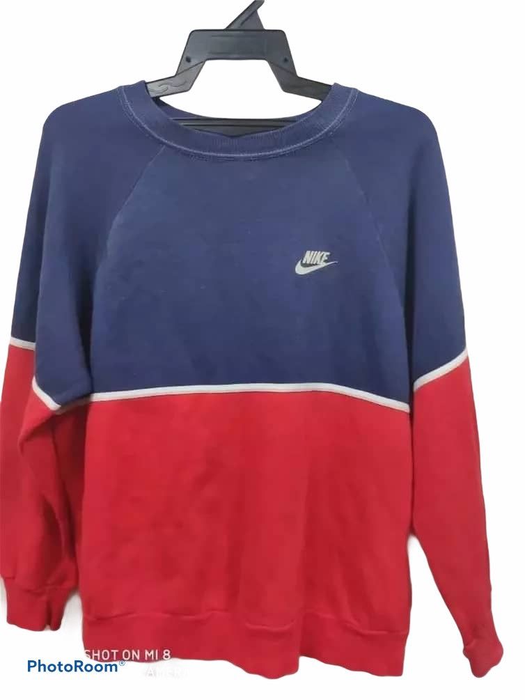 image of Made In USA x Nike Vintage 80's 90's Nike Blue Tag Sweatshirt Nike in Blue Red, Men's (Size XL)