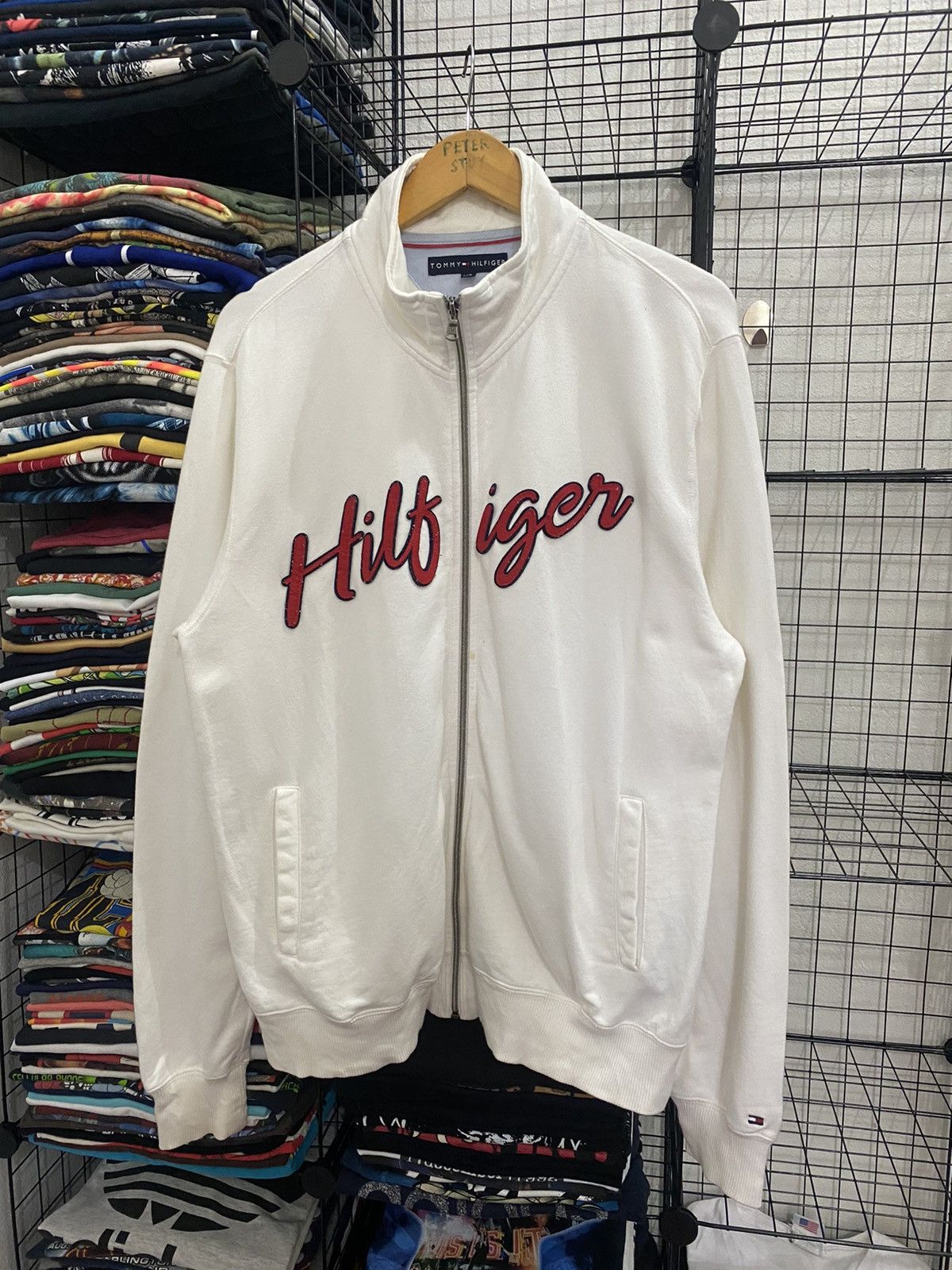 image of Tommy Hilfiger Big Logo Sweater in White, Men's (Size Large)