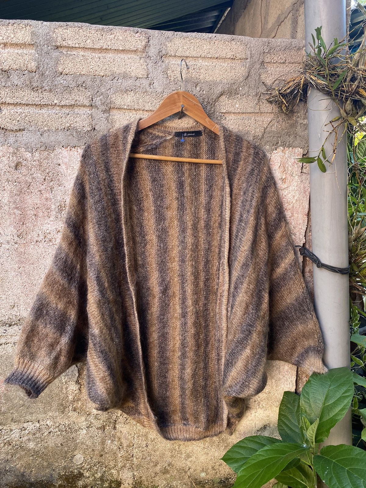 image of John Bull x Vintage Johnbull Wool Poncho Cardigan in Brown, Women's