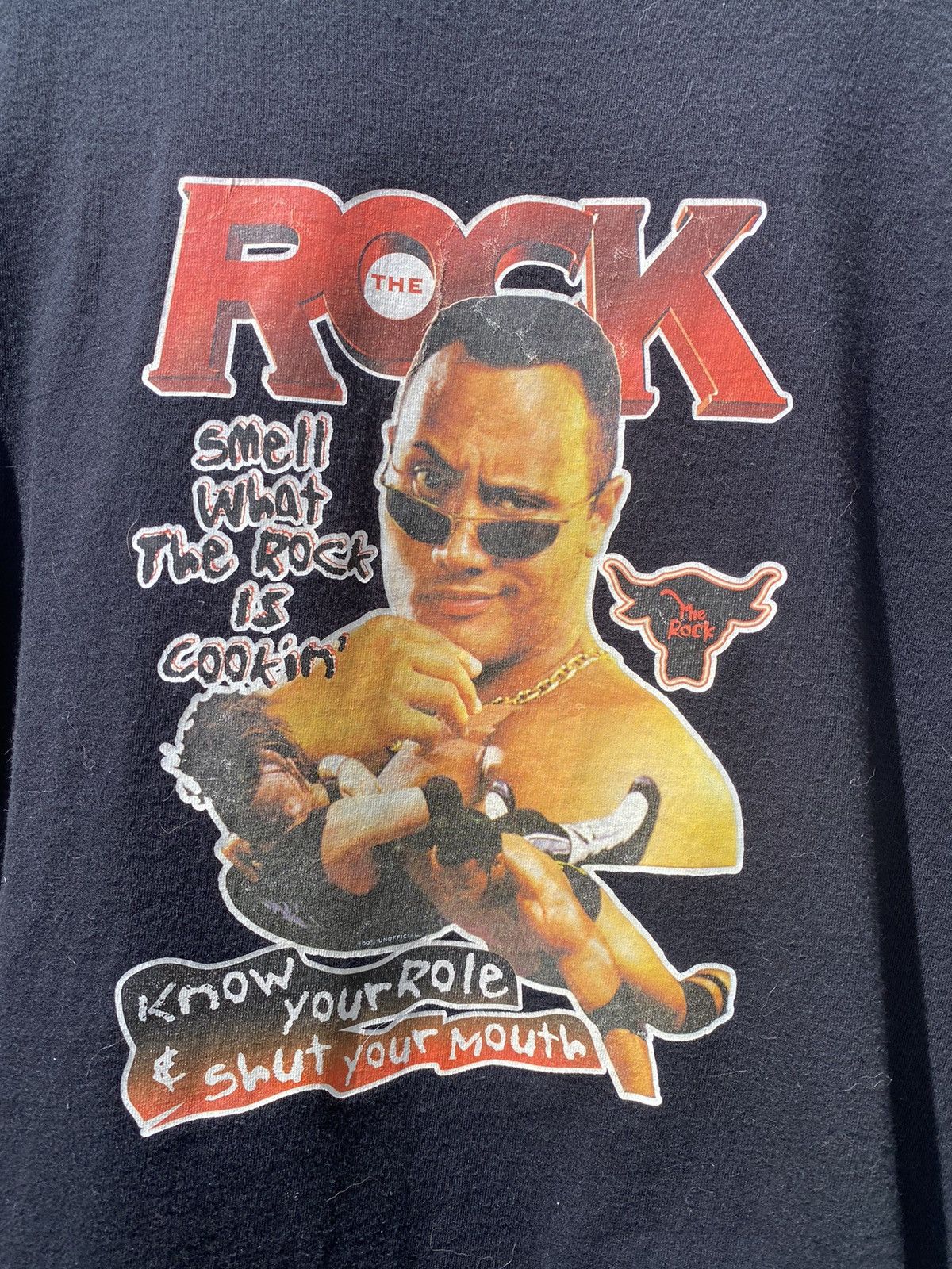Vintage Vintage 90s WWE The Rock Dwayne Johnson Wrestling T Shirt Size US L / EU 52-54 / 3 - 6 Thumbnail