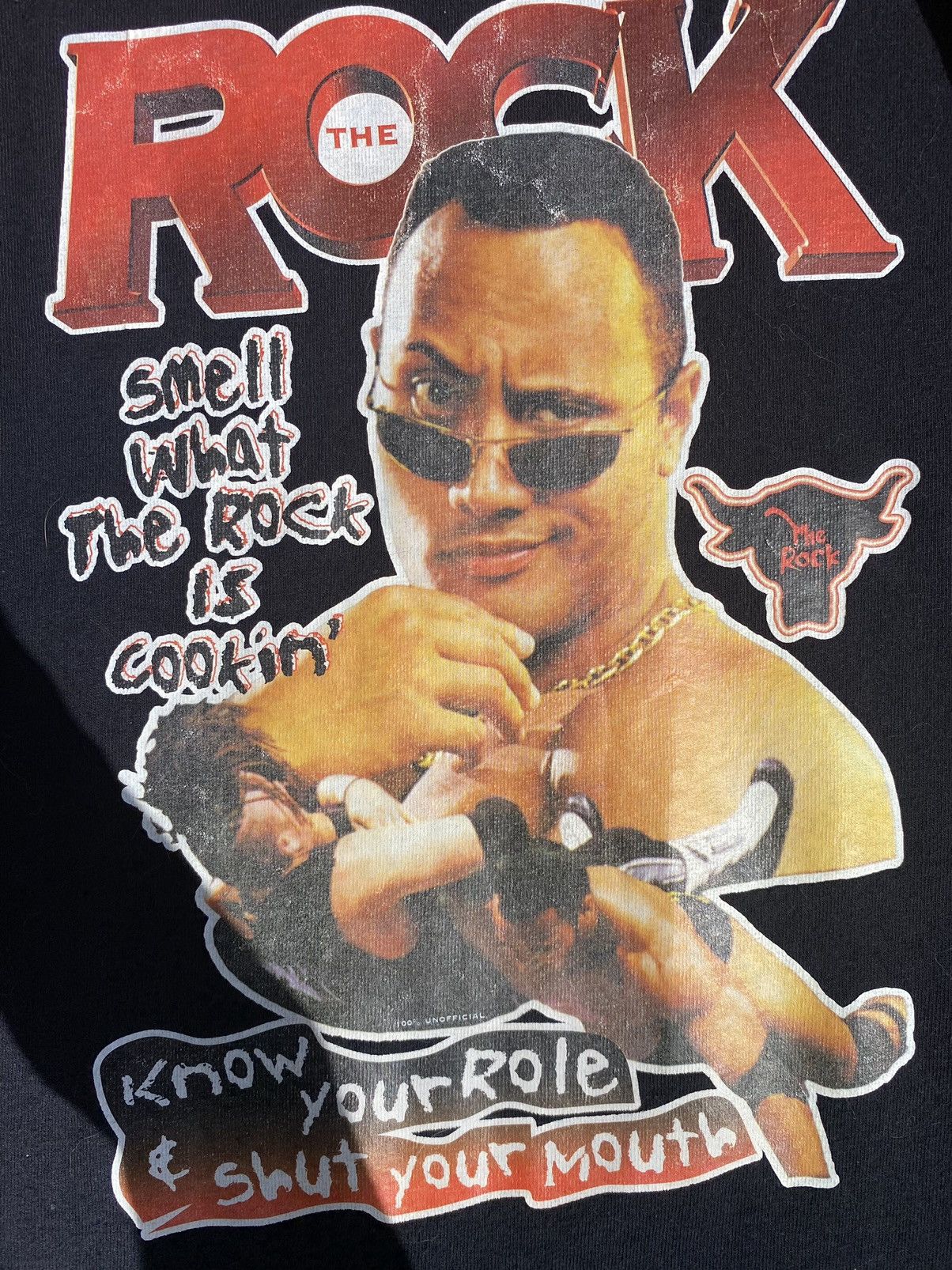 Vintage Vintage 90s WWE The Rock Dwayne Johnson Wrestling T Shirt Size US L / EU 52-54 / 3 - 5 Thumbnail