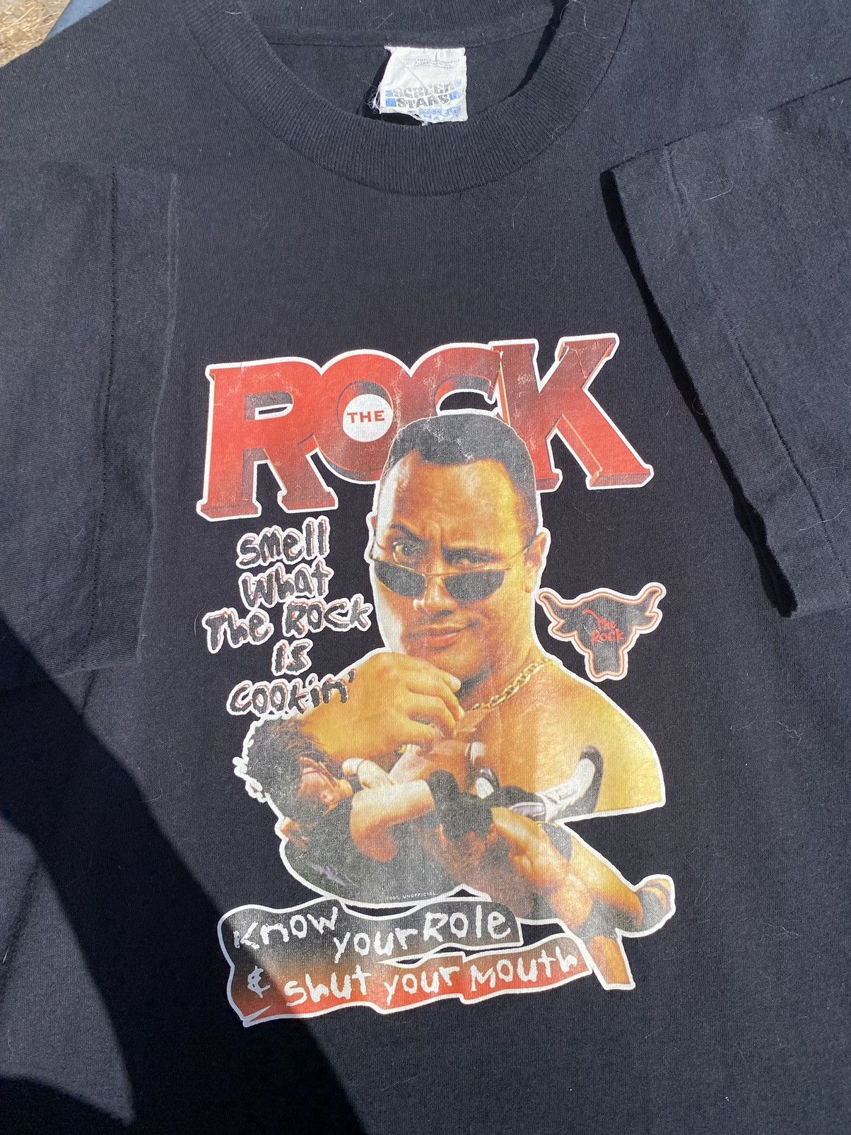 Vintage Vintage 90s WWE The Rock Dwayne Johnson Wrestling T Shirt Size US L / EU 52-54 / 3 - 3 Thumbnail