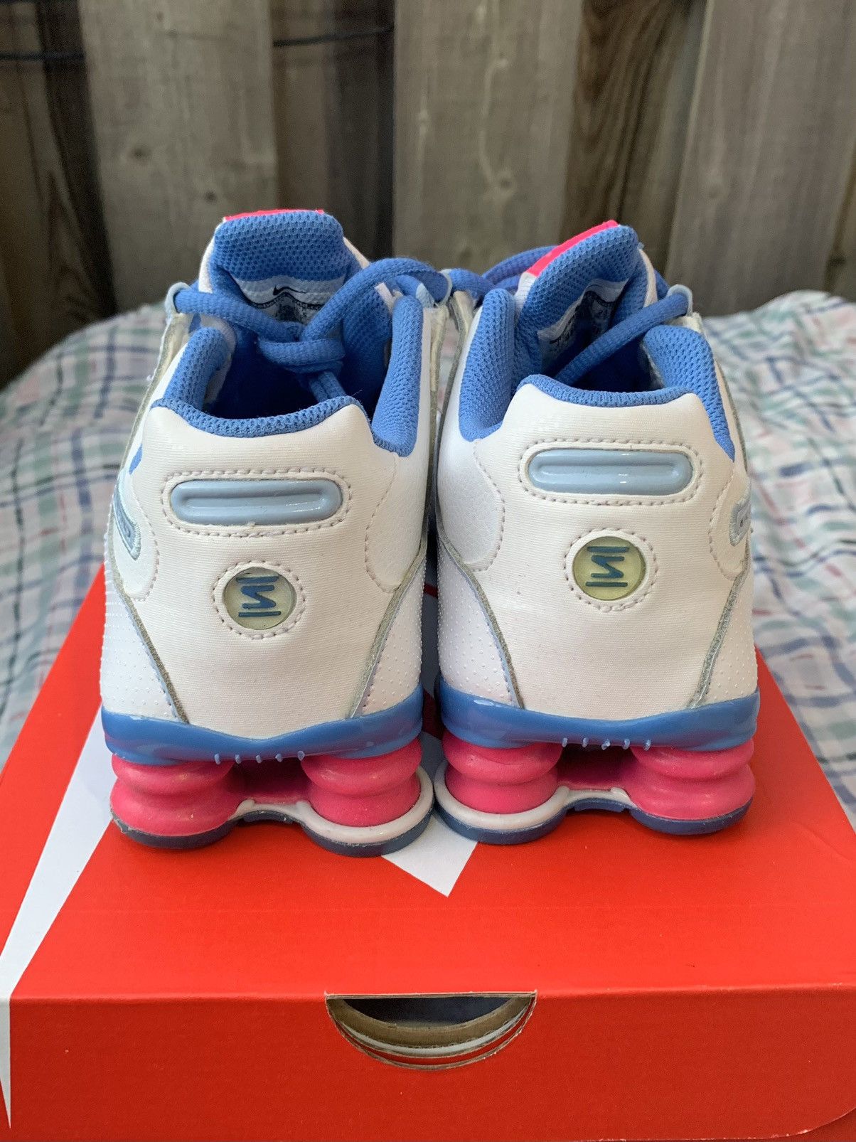 Nike Nike Shox NZ White Pink-Blue Size US 4.5 / IT 34.5 - 3 Thumbnail