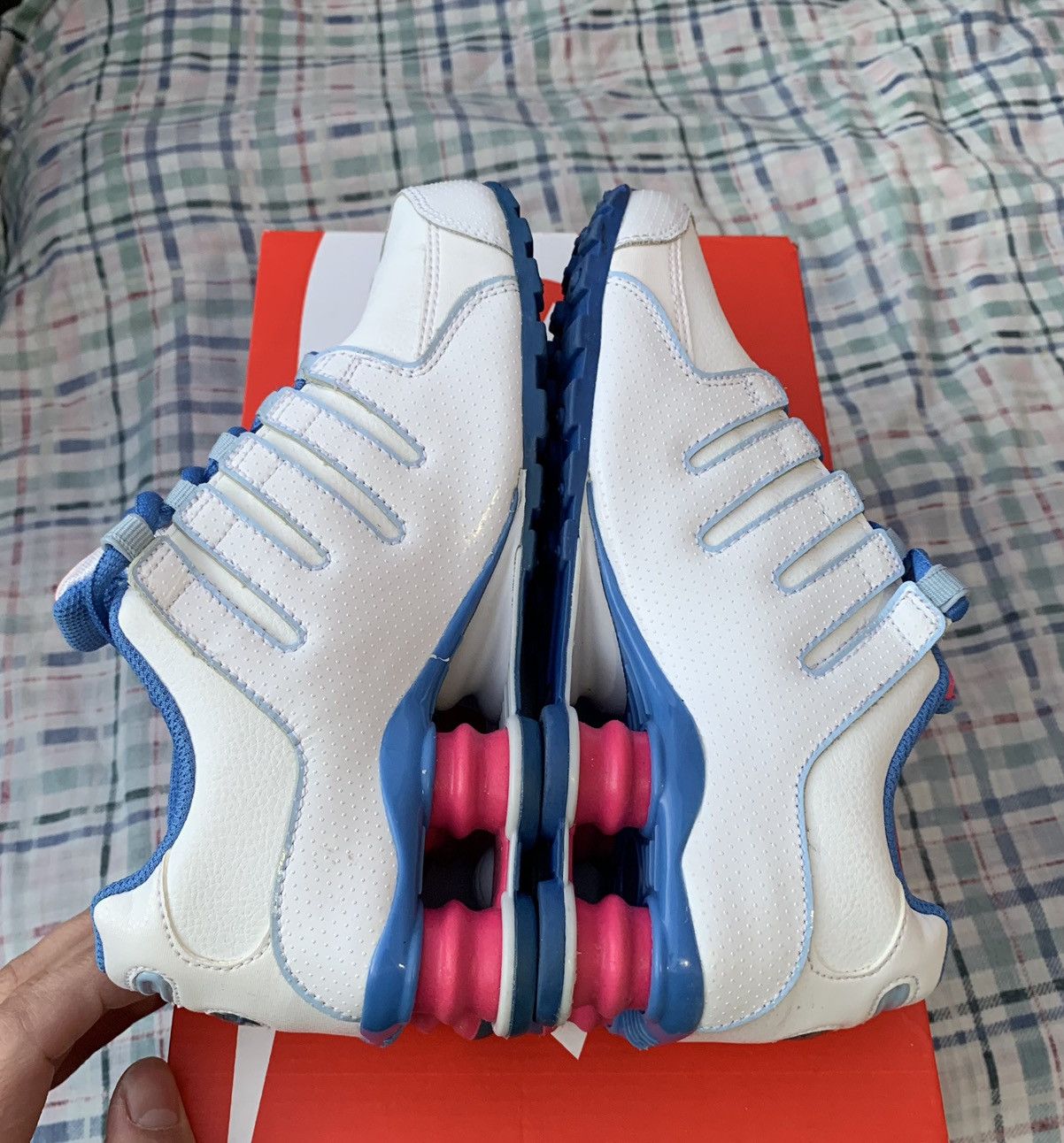 Nike Nike Shox NZ White Pink-Blue Size US 4.5 / IT 34.5 - 4 Thumbnail