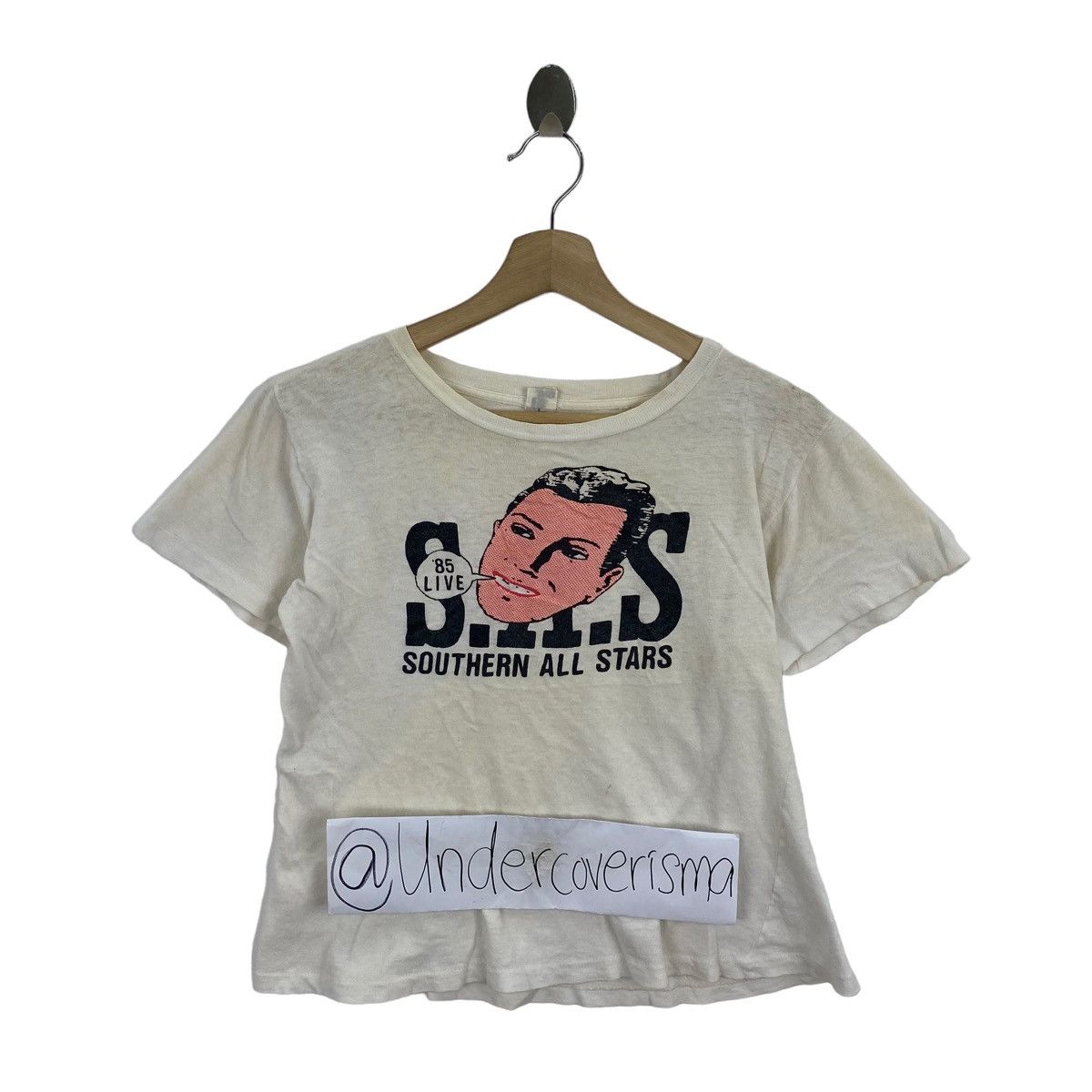 image of Vintage 1985 Southern All Stars Sas Japan Band Print Cream in Beige, Men's (Size Medium)