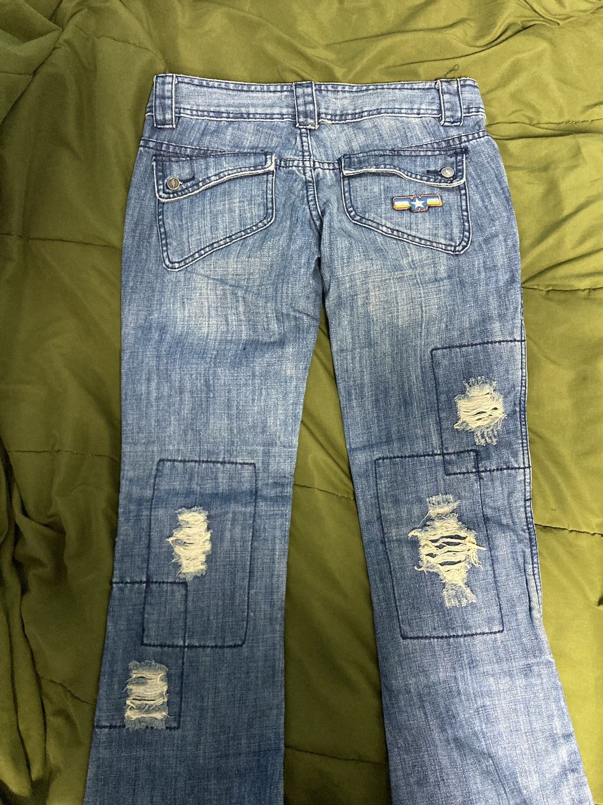 W&LT × Walter Van Beirendonck W&LT SS05 Flared Patch Jeans Size US 30 / EU 46 - 2 Thumbnail