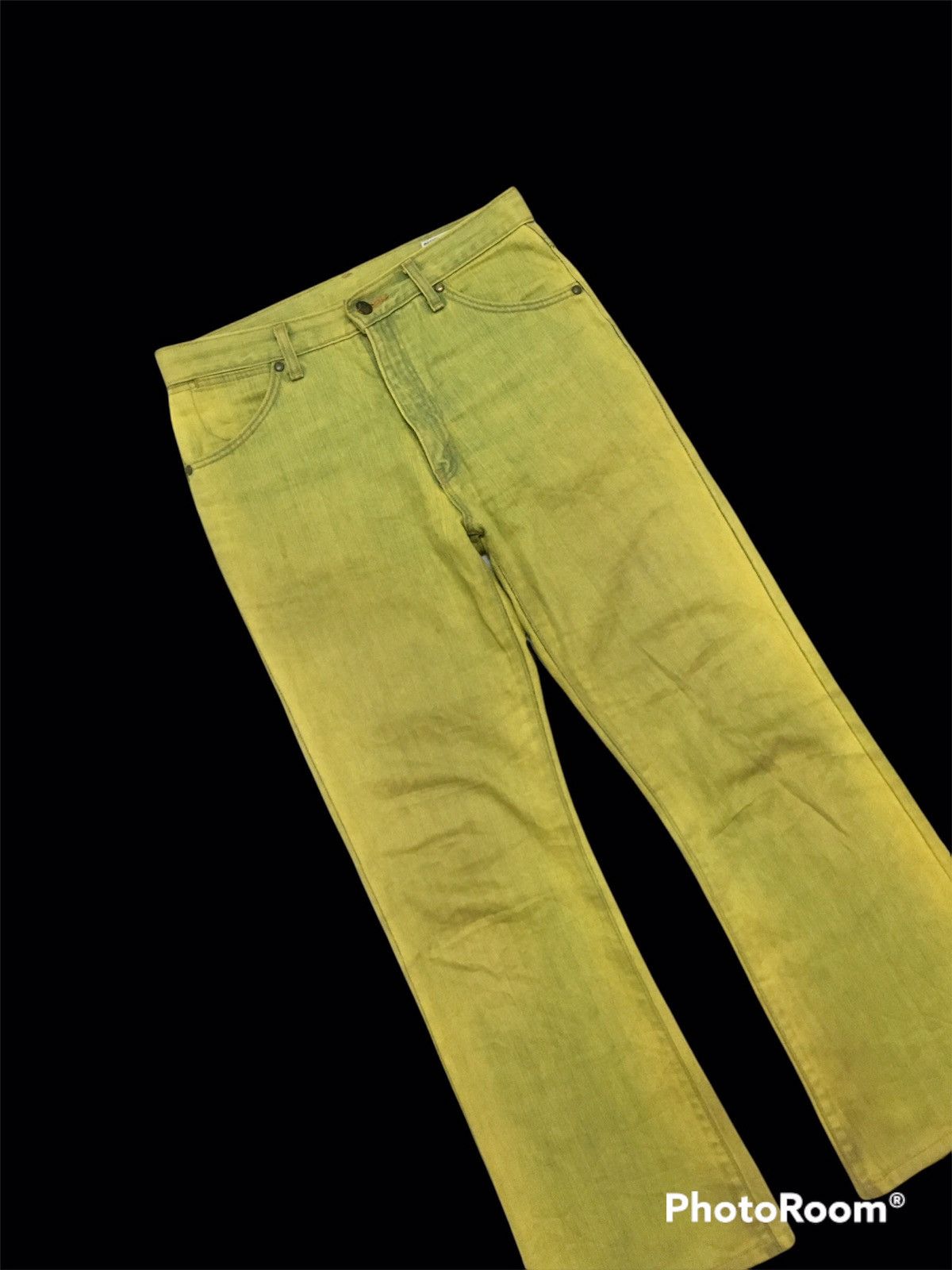 Japanese Brand × Wrangler VeryRare🔥Strike Green Flourescent Wrangler Denim Pants Size US 33 - 3 Thumbnail